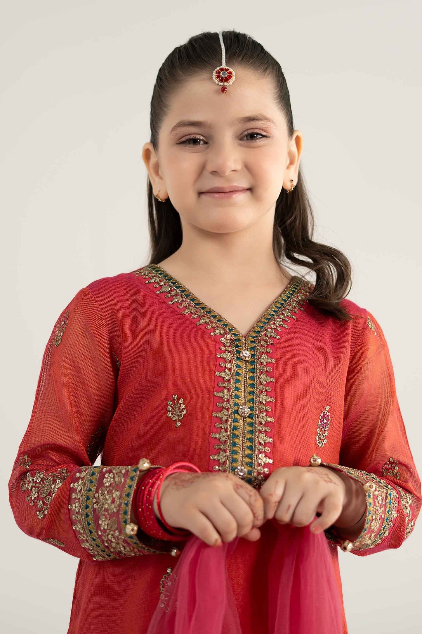 3 Piece Embroidered Khadi Net Suit