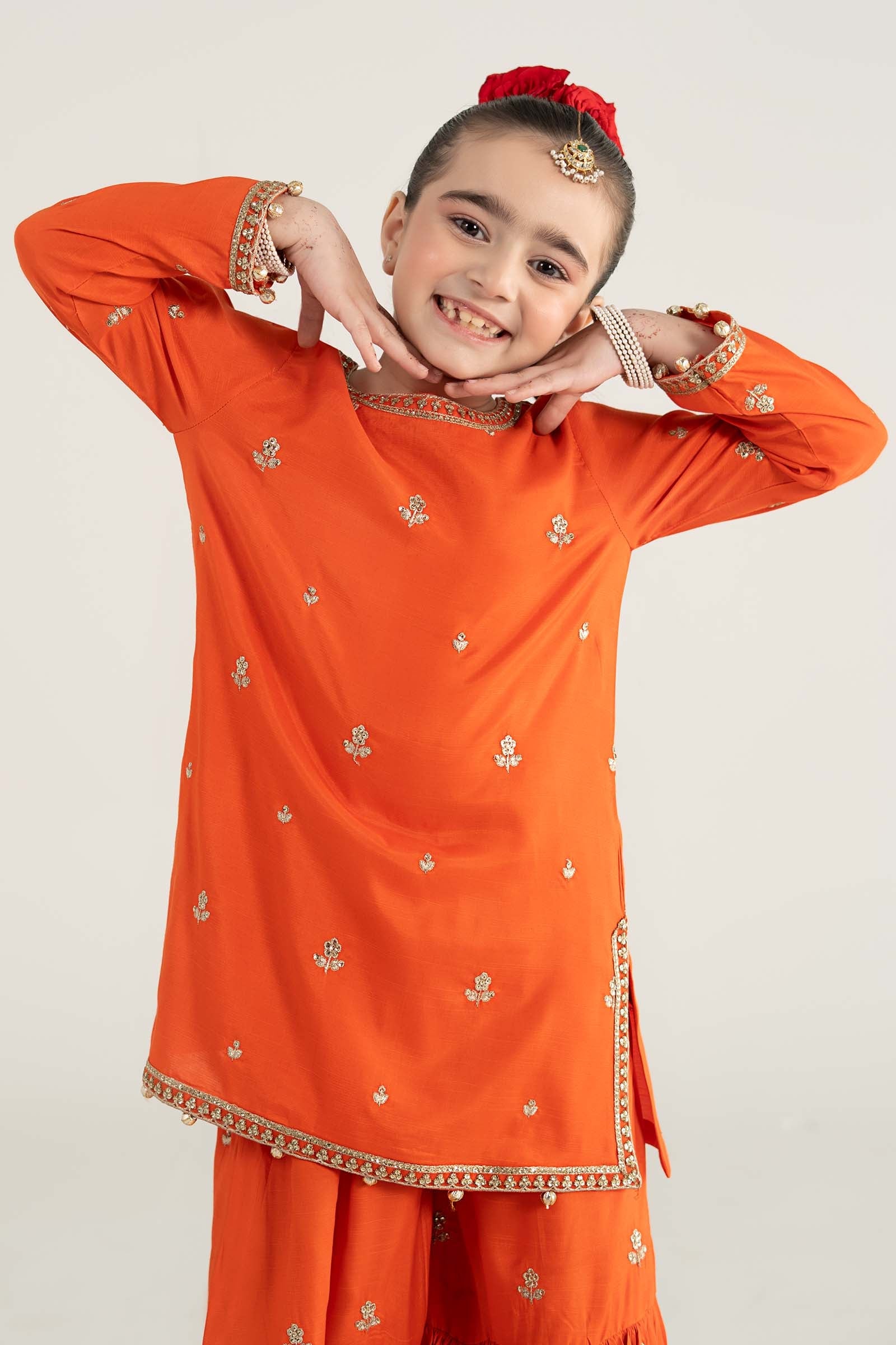 3 Piece Embroidered Raw Silk Suit