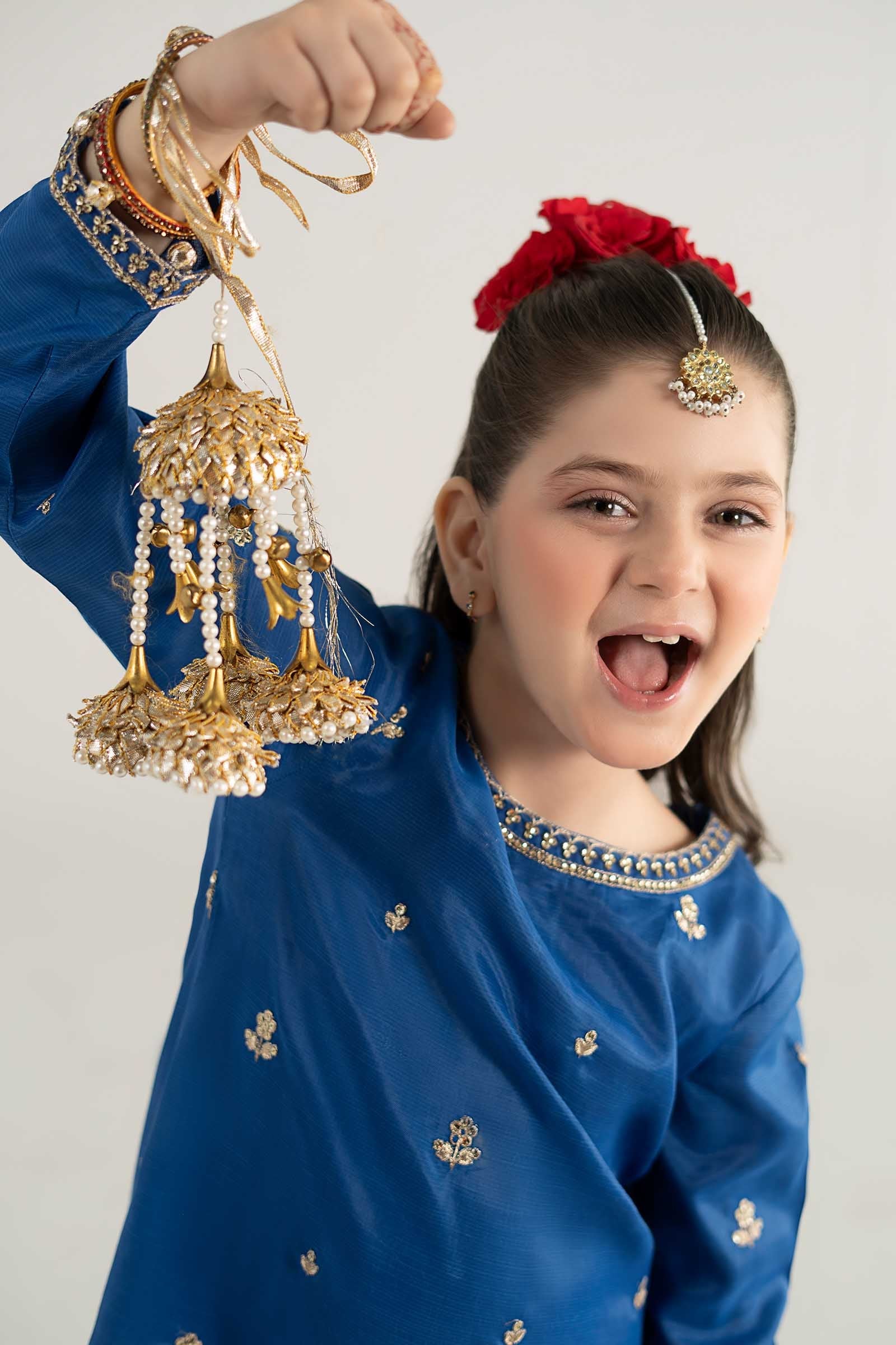 3 Piece Embroidered Raw Silk Suit