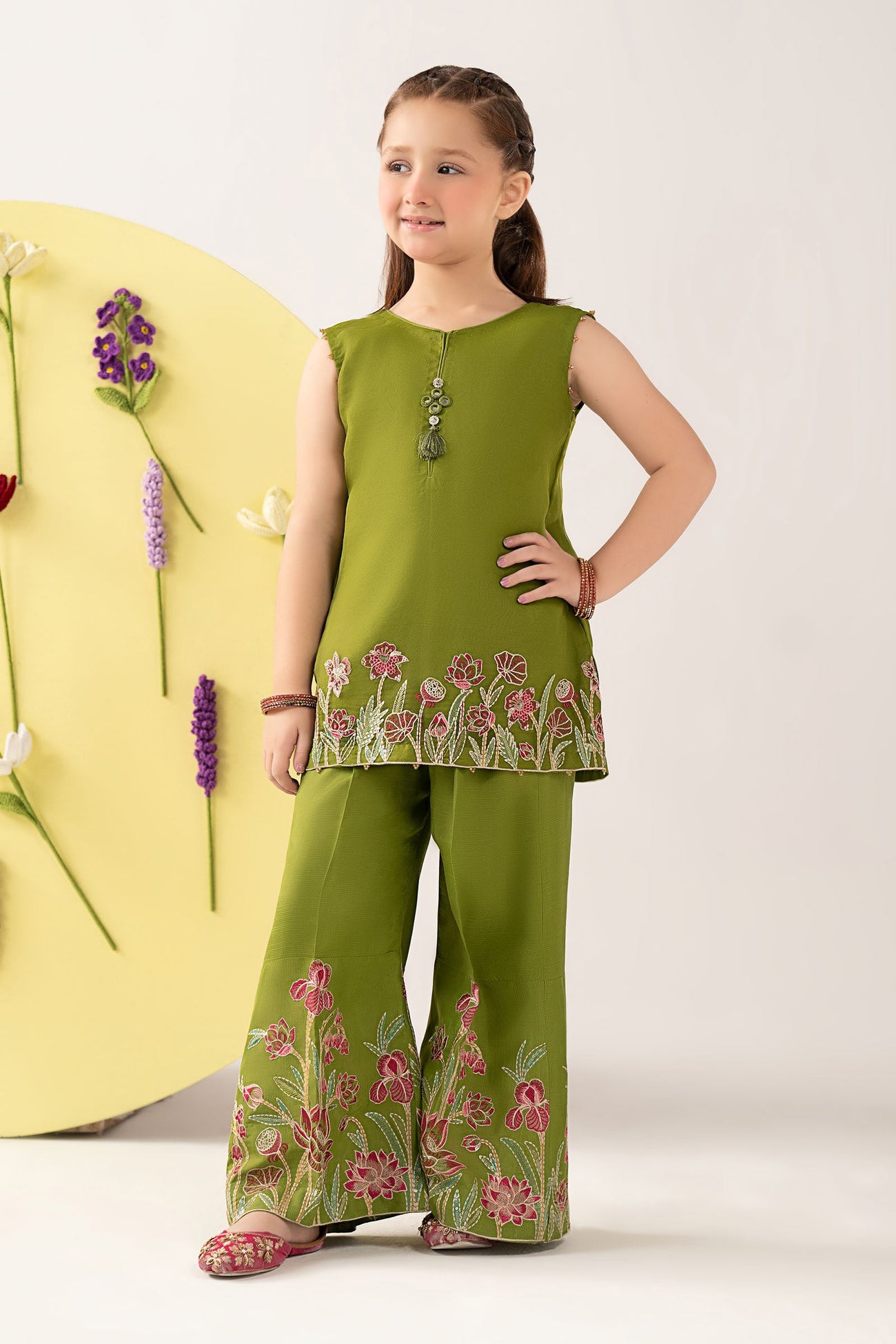 2 Piece Embroidered Organza Suit