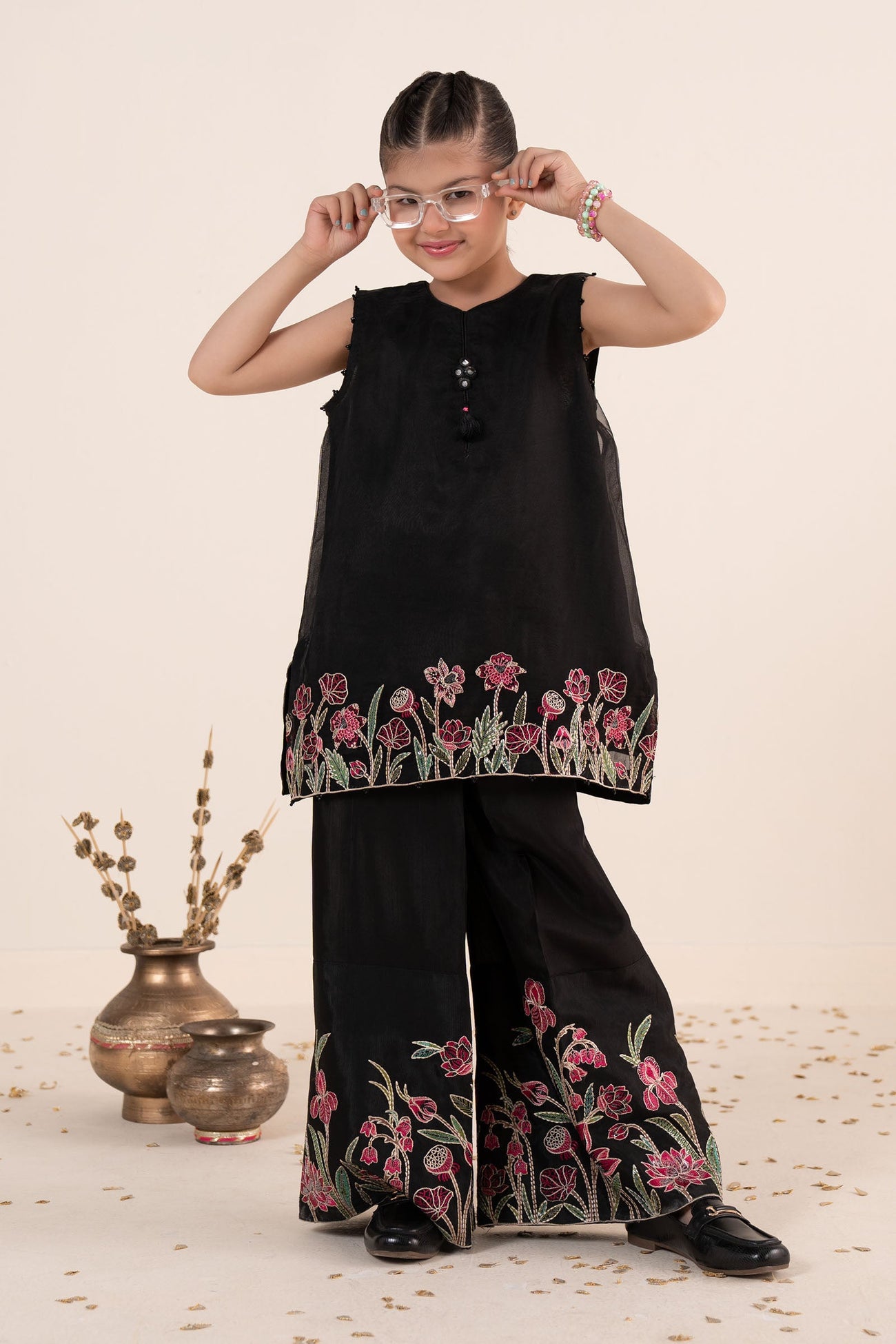 2 Piece Embroidered Organza Suit