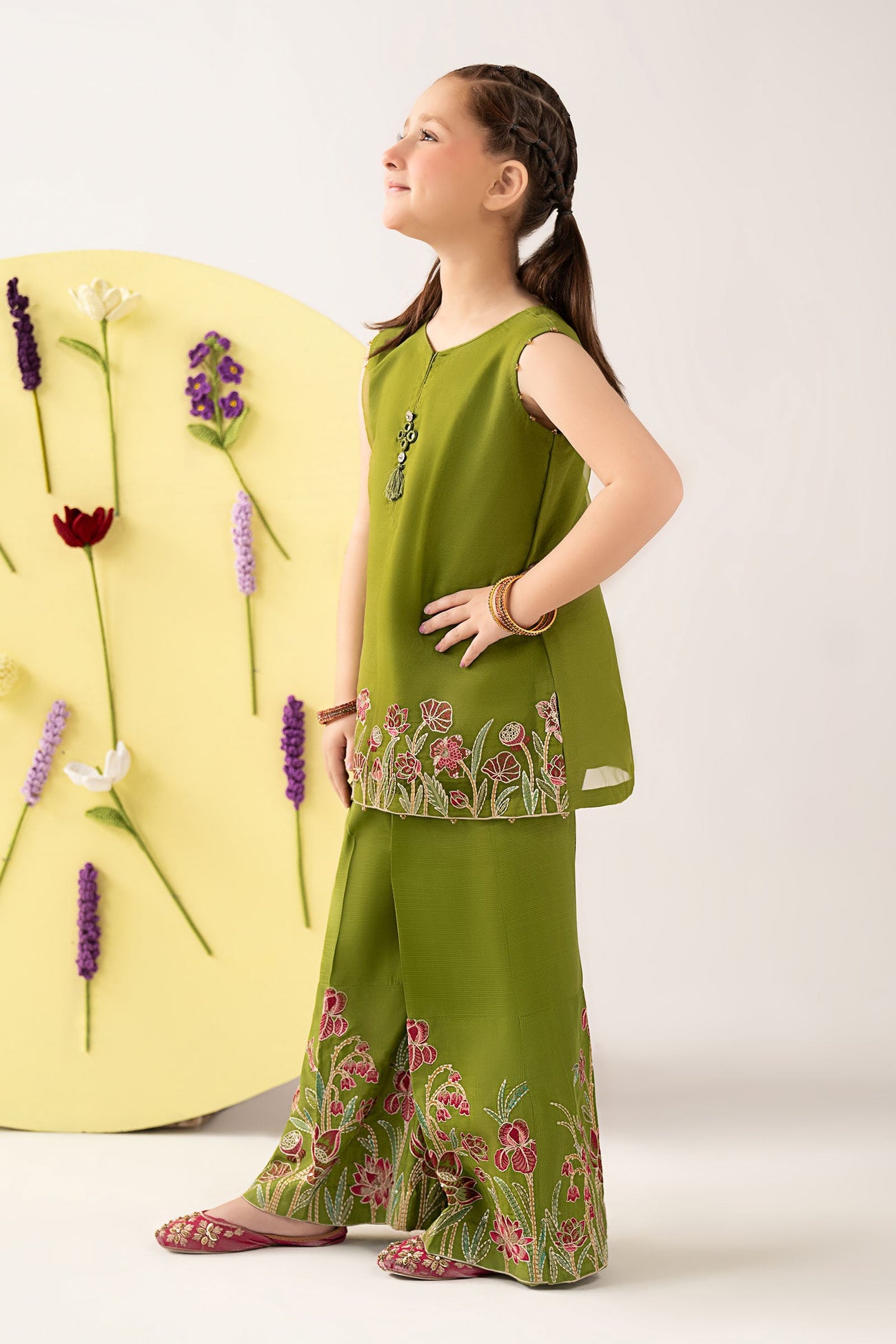 2 Piece Embroidered Organza Suit