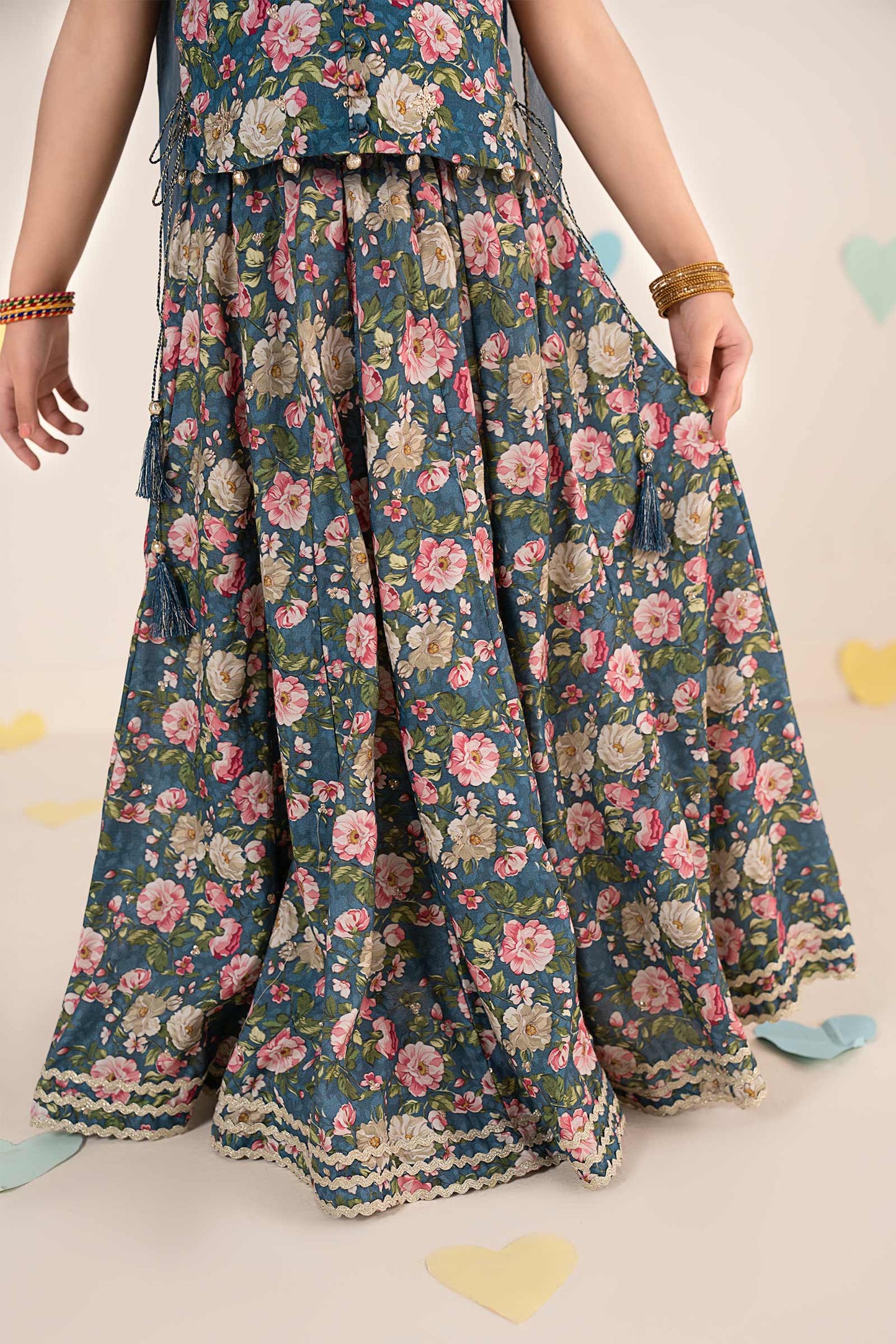 3 Piece Embroidered Raw Silk Suit