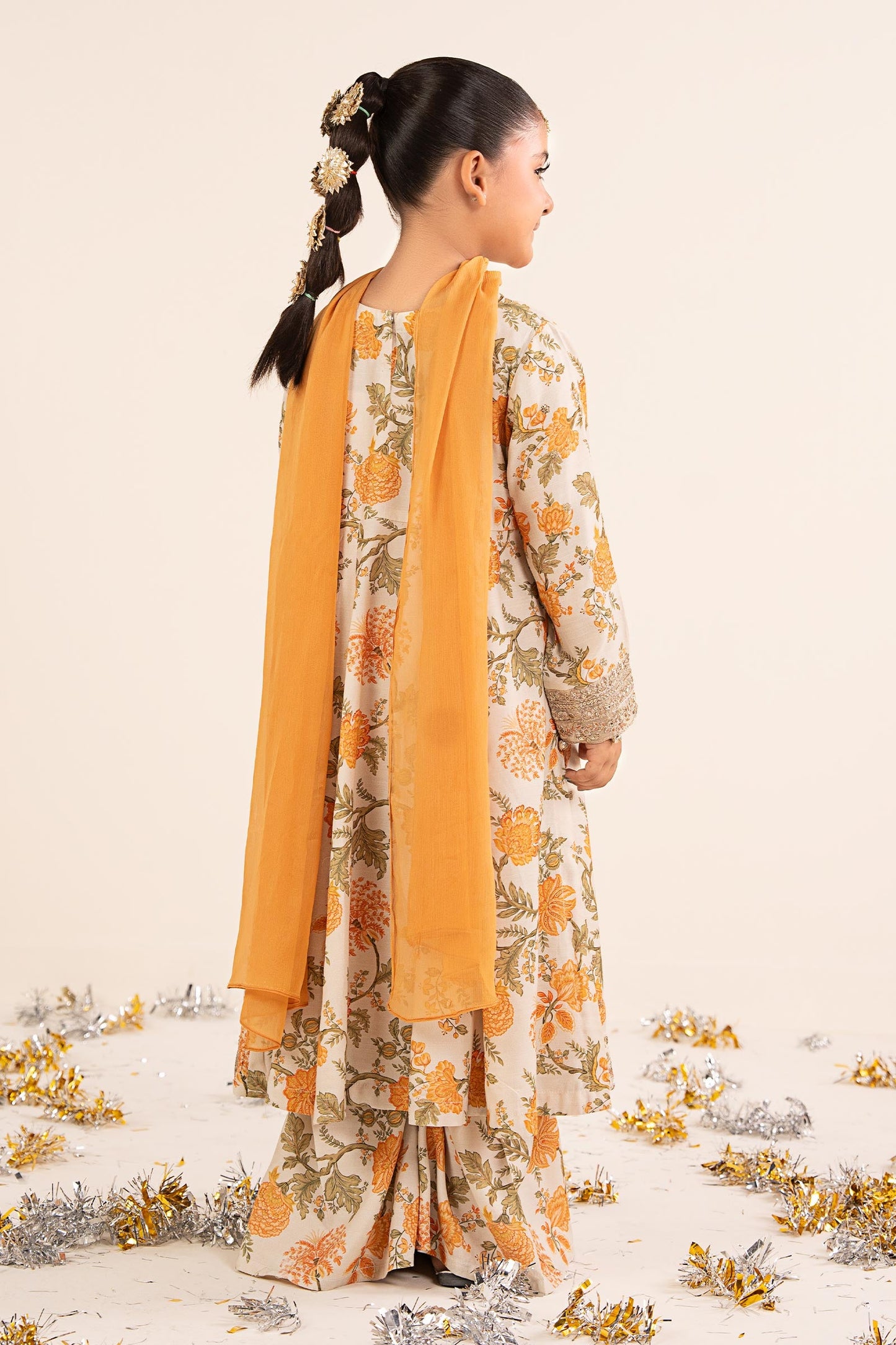 3 Piece Embroidered Raw Silk Suit