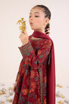3 Piece Embroidered Raw Silk Suit