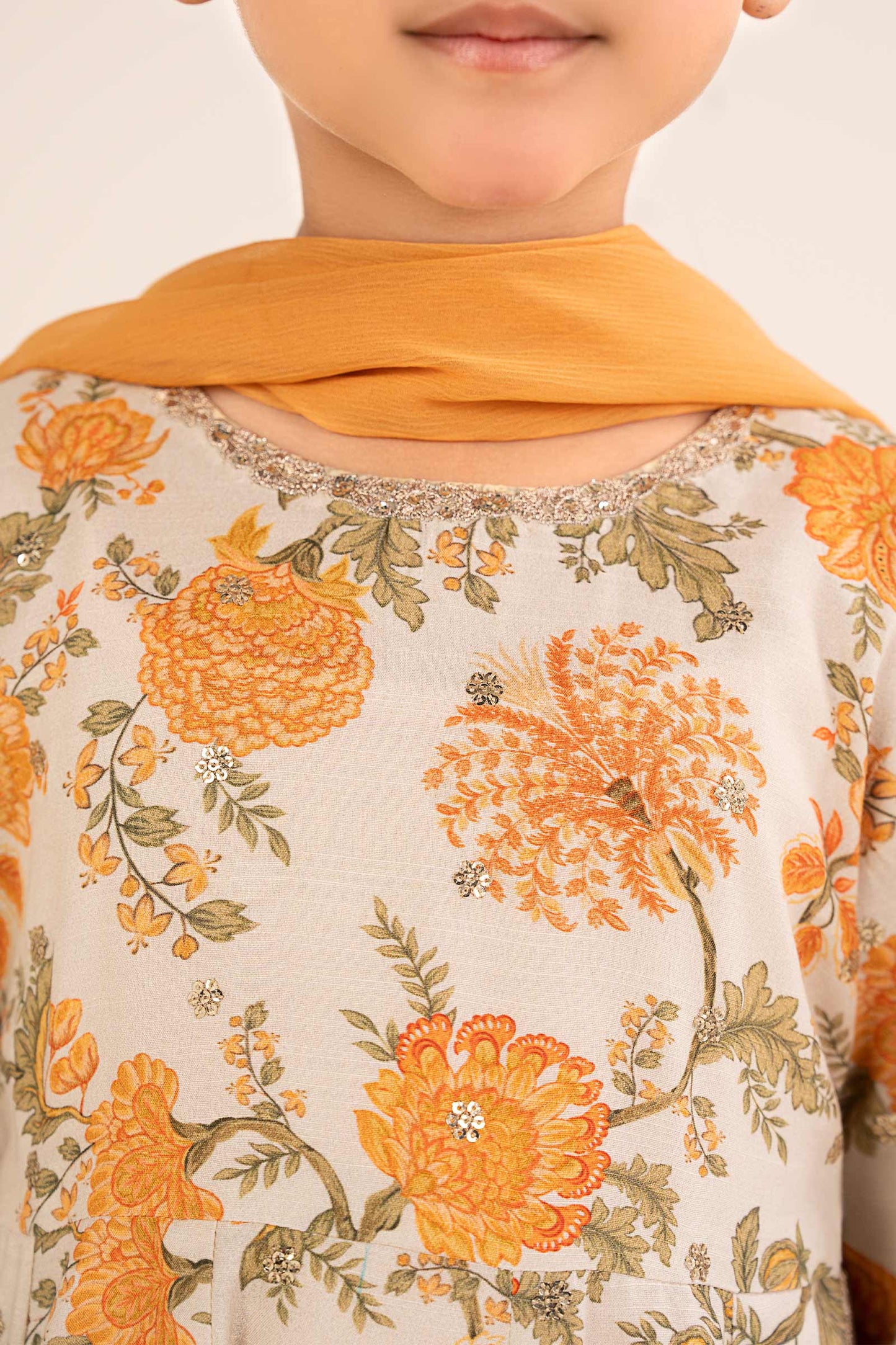 3 Piece Embroidered Raw Silk Suit