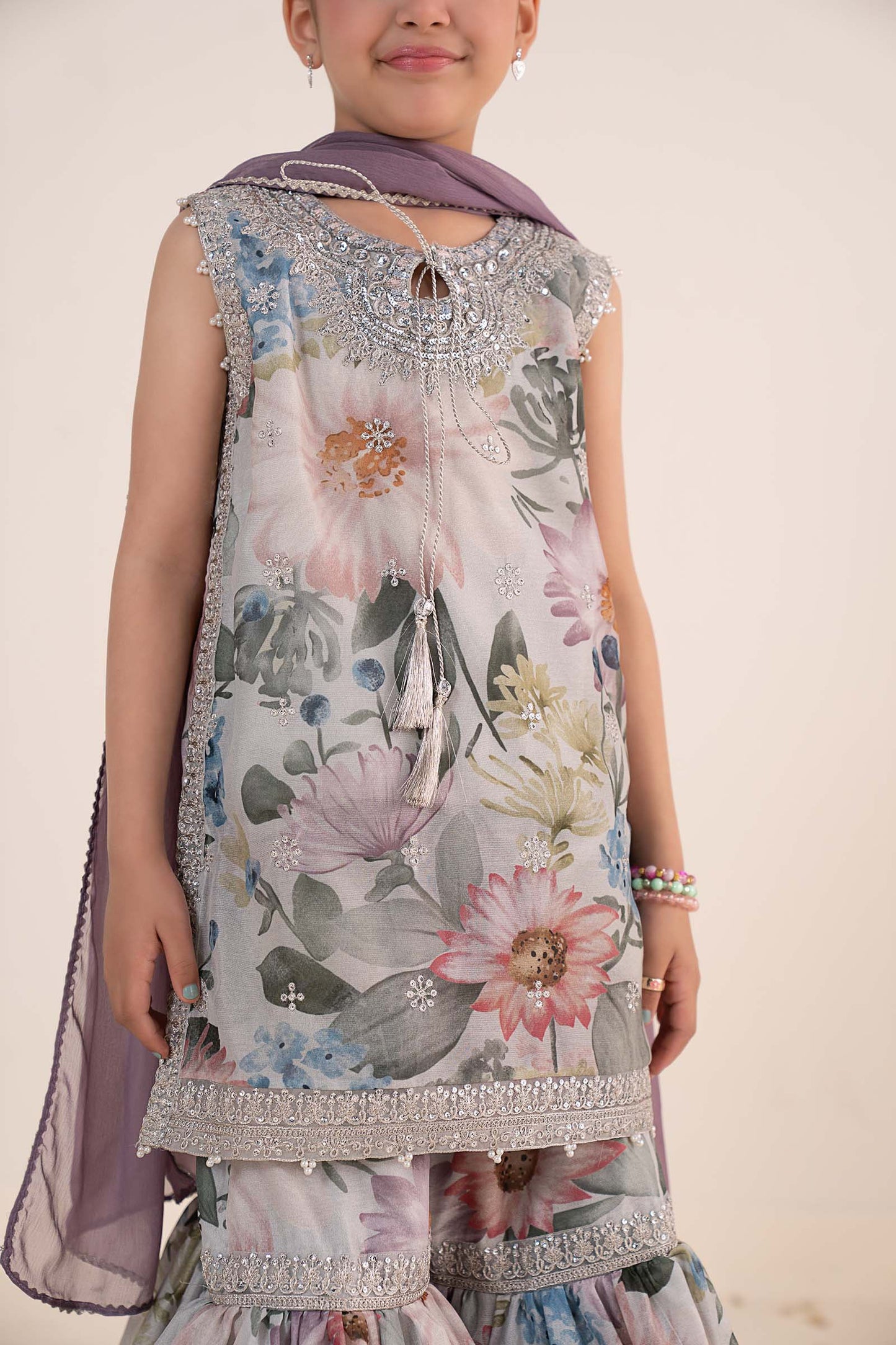 3 Piece Embroidered Paper Cotton Suit