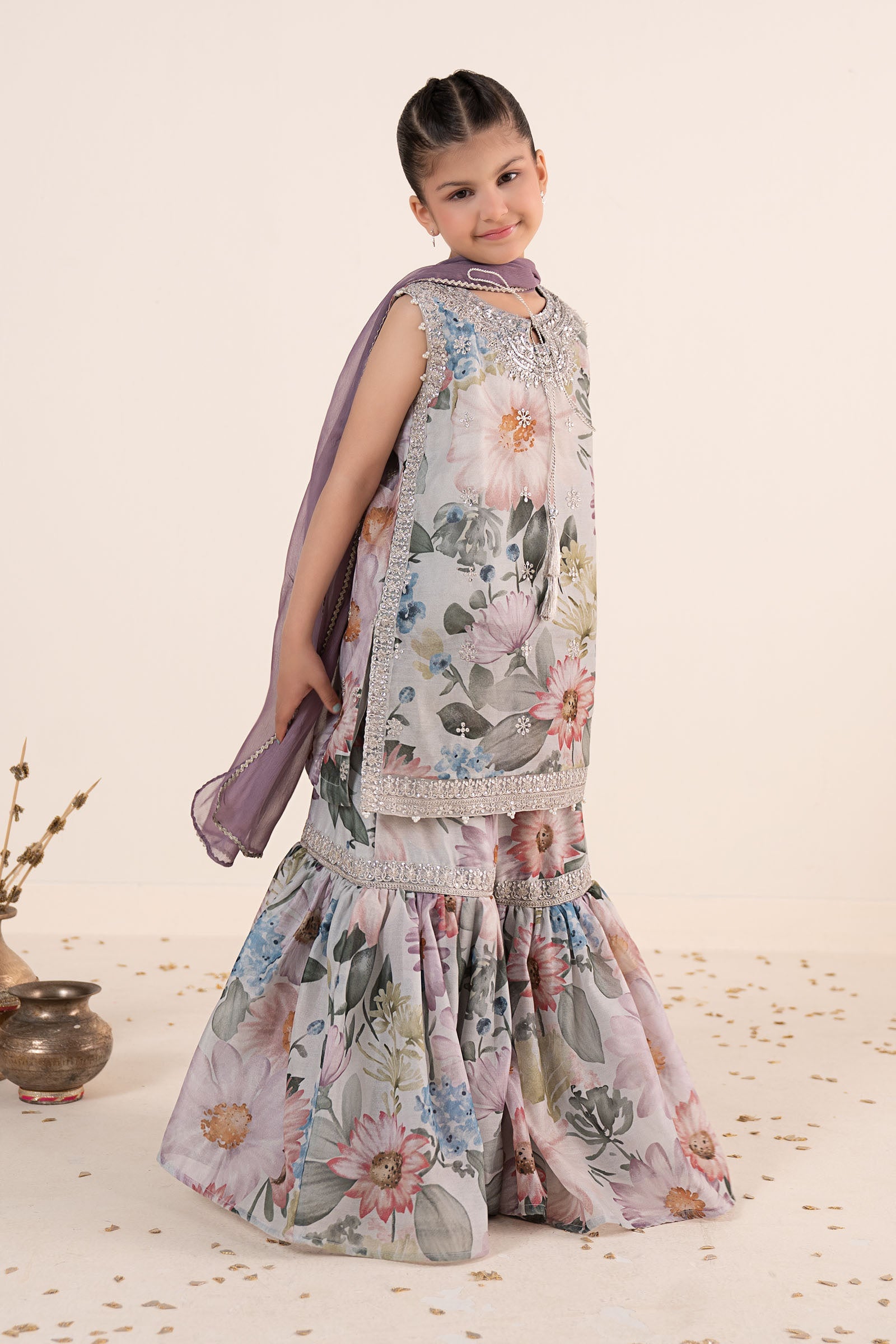 3 Piece Embroidered Paper Cotton Suit