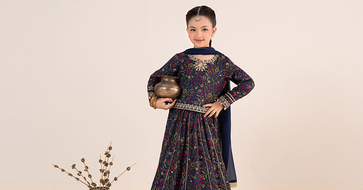 3 Piece Embroidered Raw Silk Suit