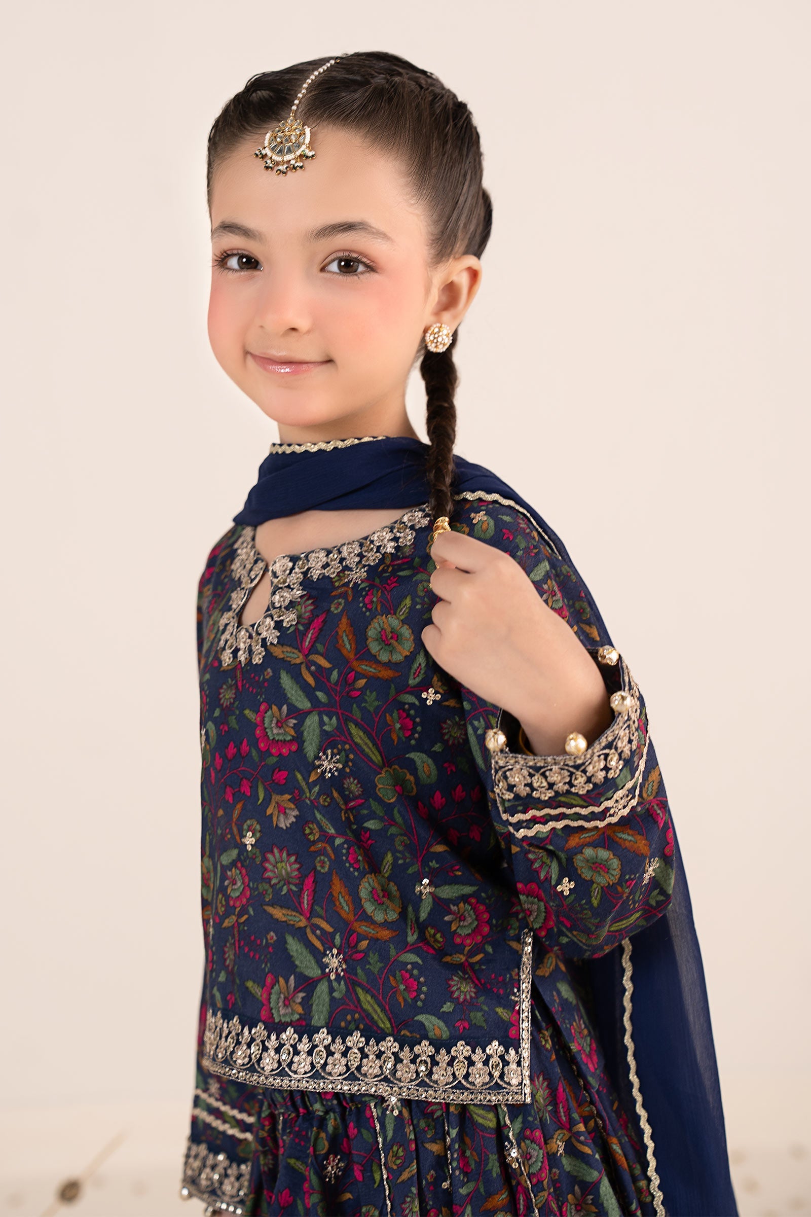 3 Piece Embroidered Raw Silk Suit