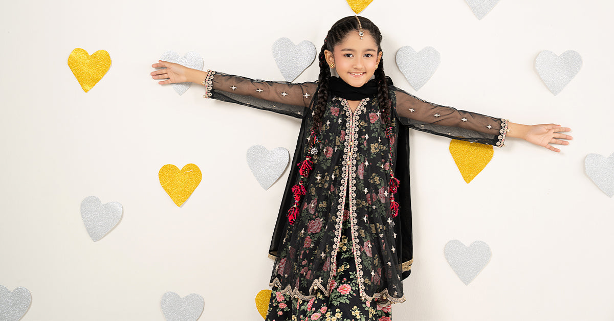 4 Piece Embroidered Net Suit