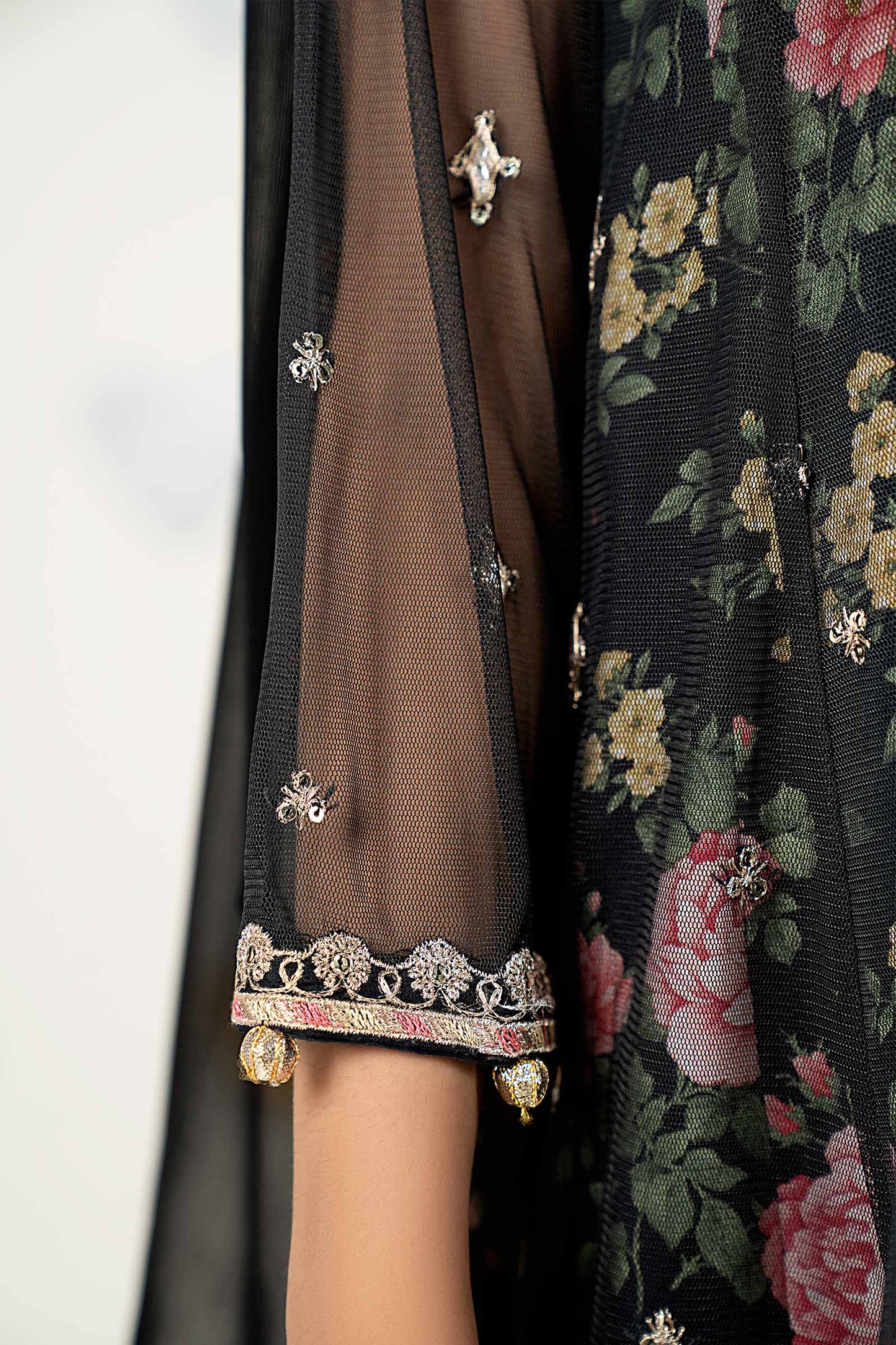 4 Piece Embroidered Net Suit