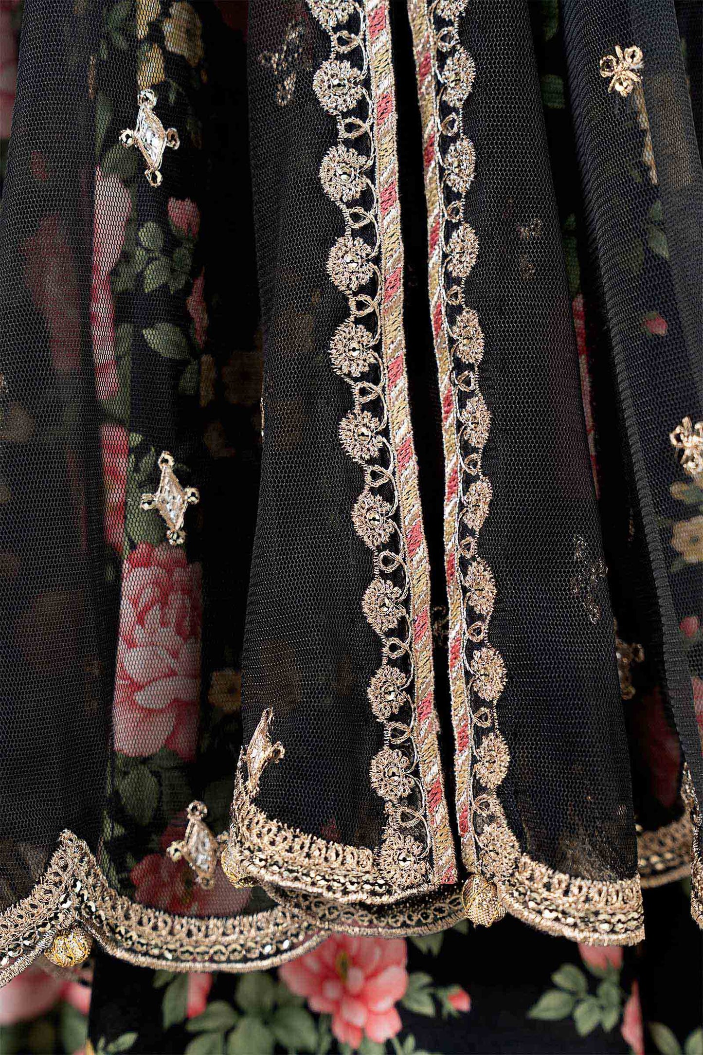 4 Piece Embroidered Net Suit