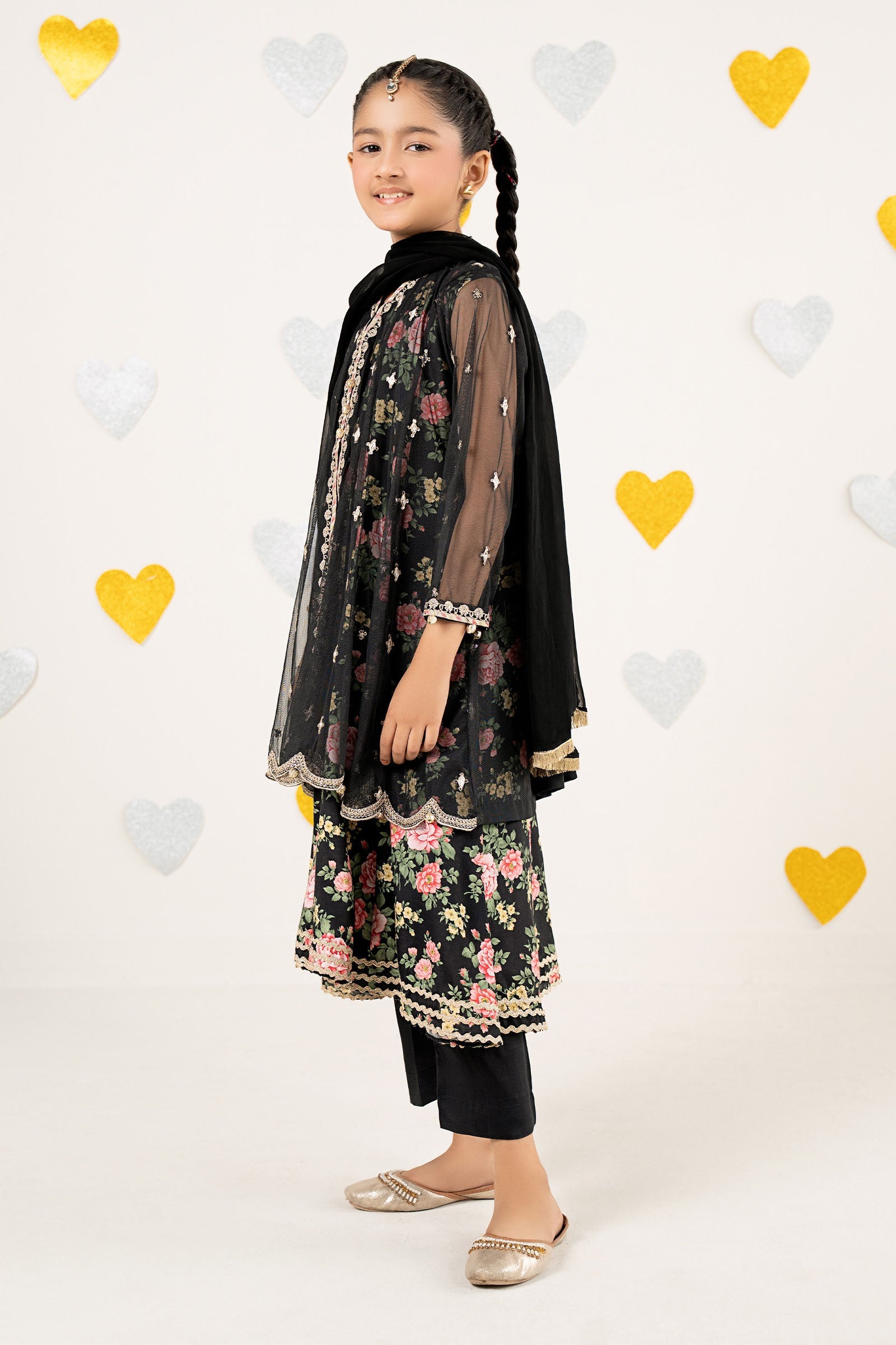 4 Piece Embroidered Net Suit