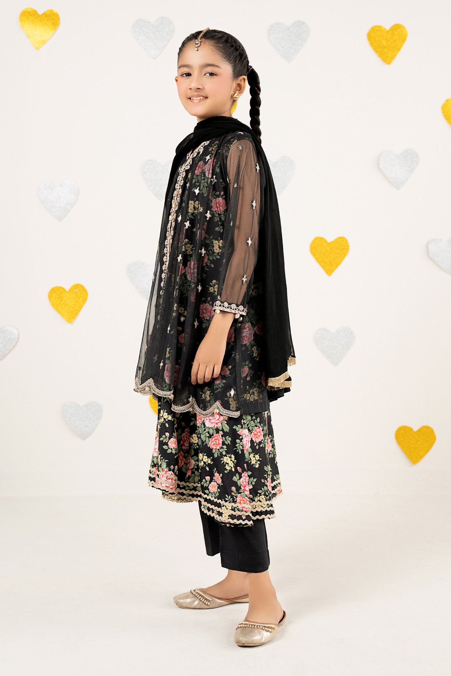 4 Piece Embroidered Net Suit
