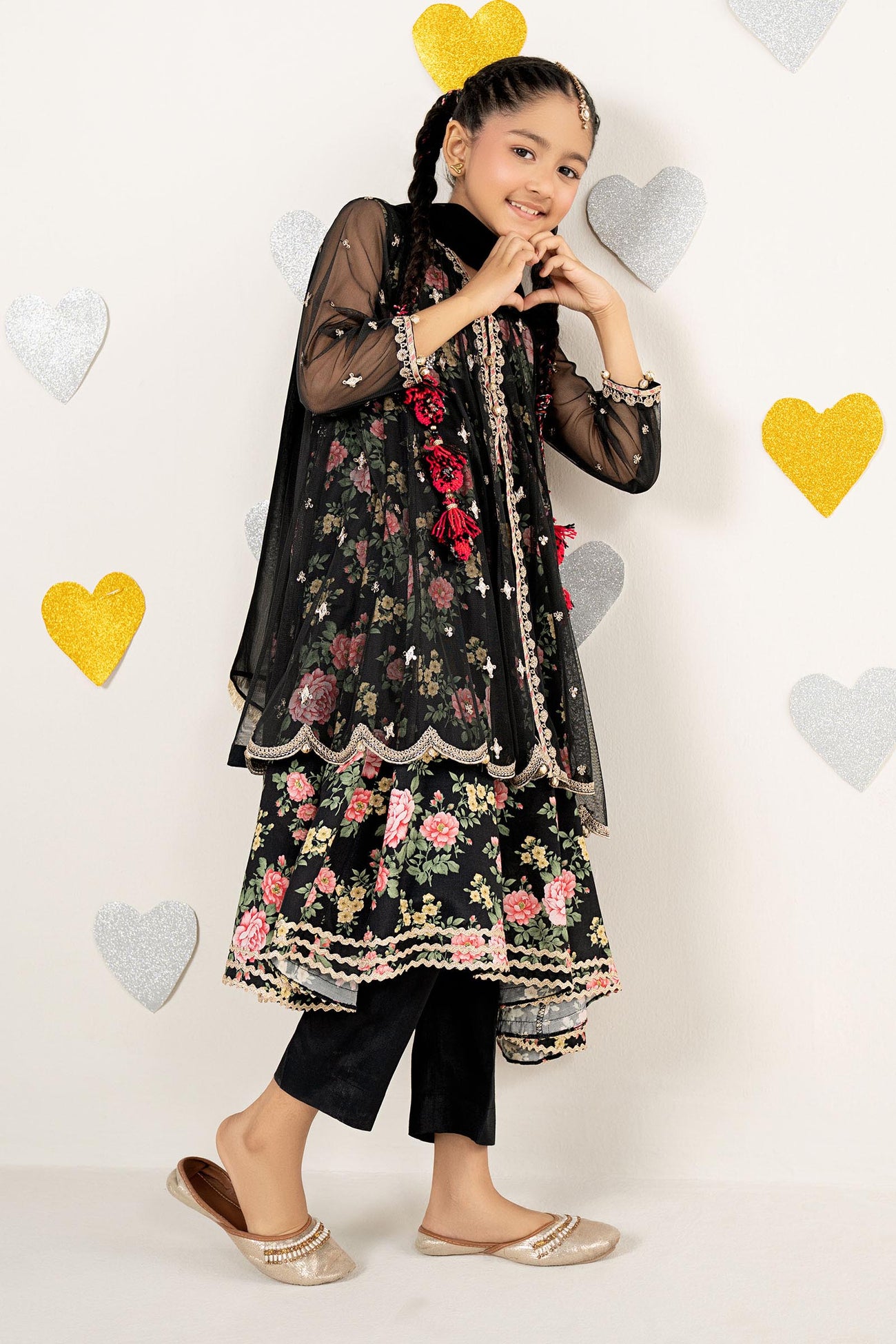 4 Piece Embroidered Net Suit