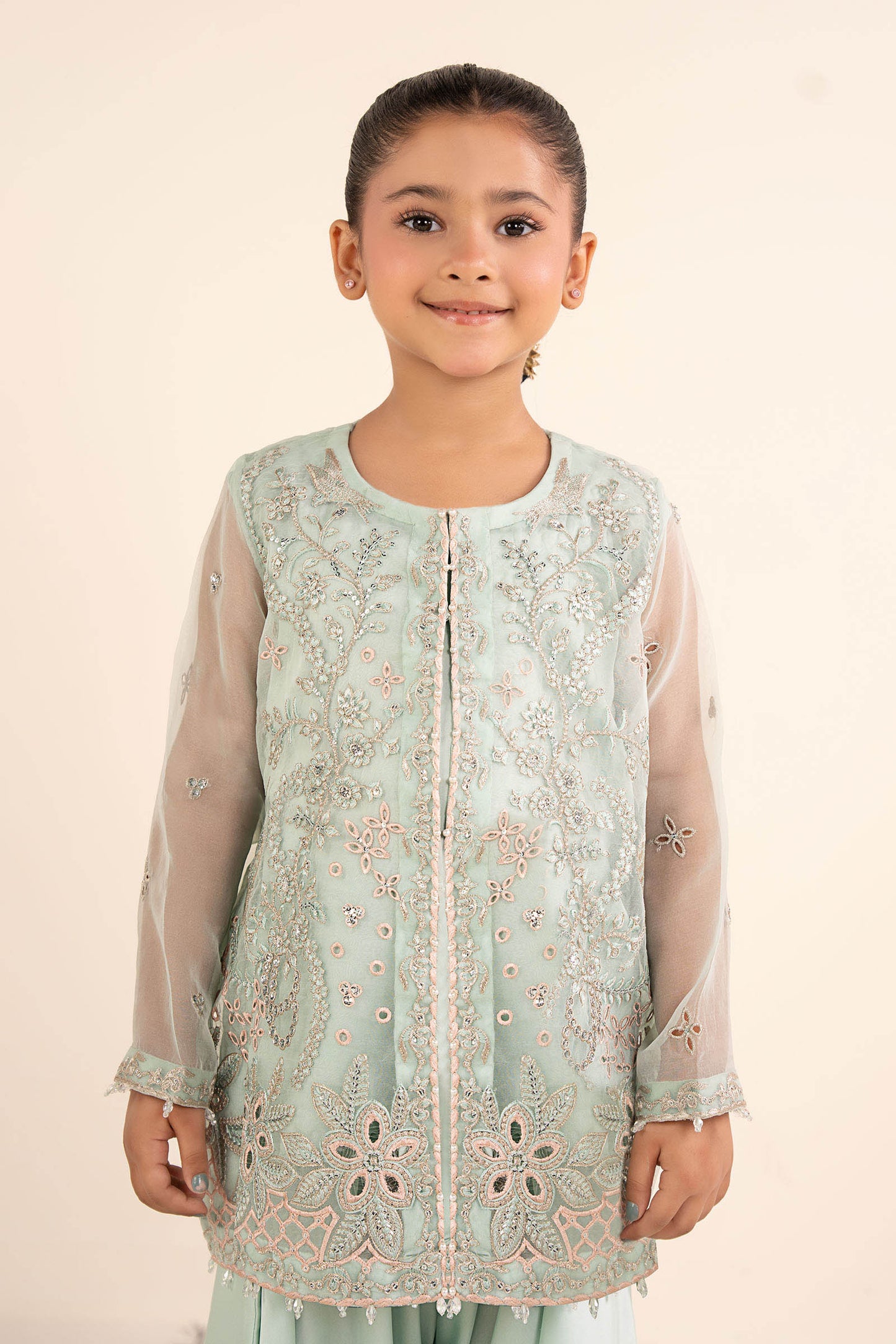 2 Piece Embroidered Organza Suit