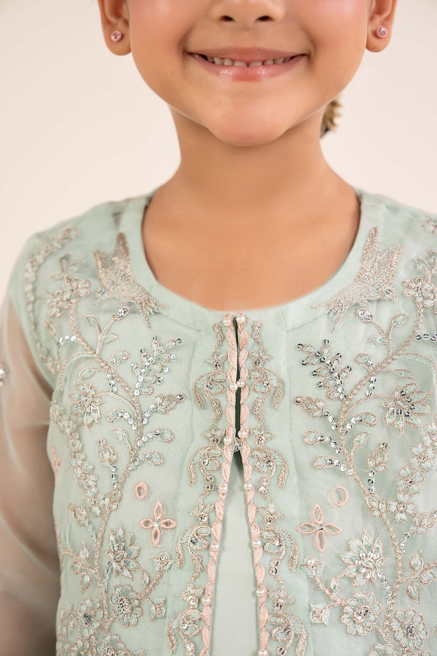 2 Piece Embroidered Organza Suit