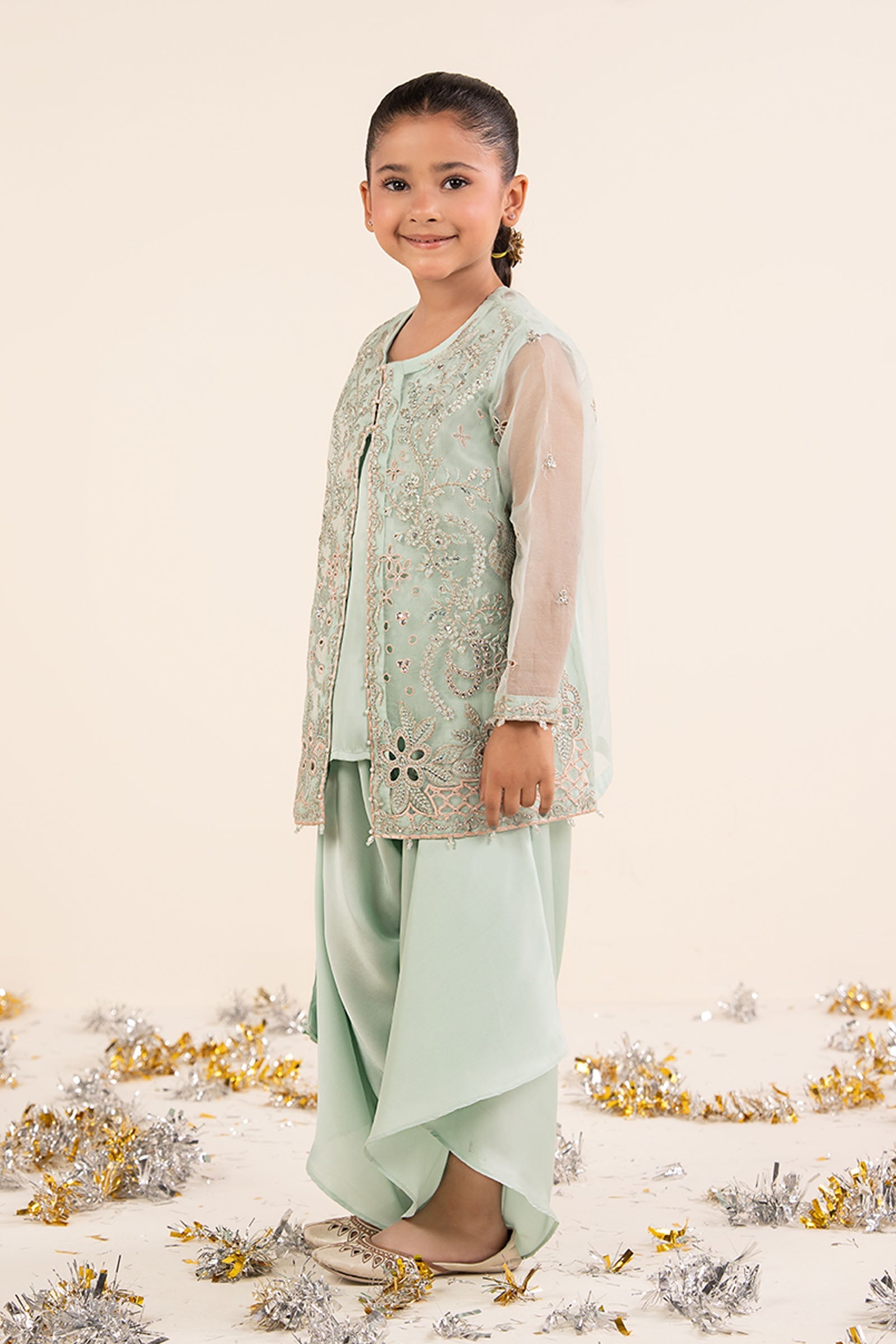 2 Piece Embroidered Organza Suit