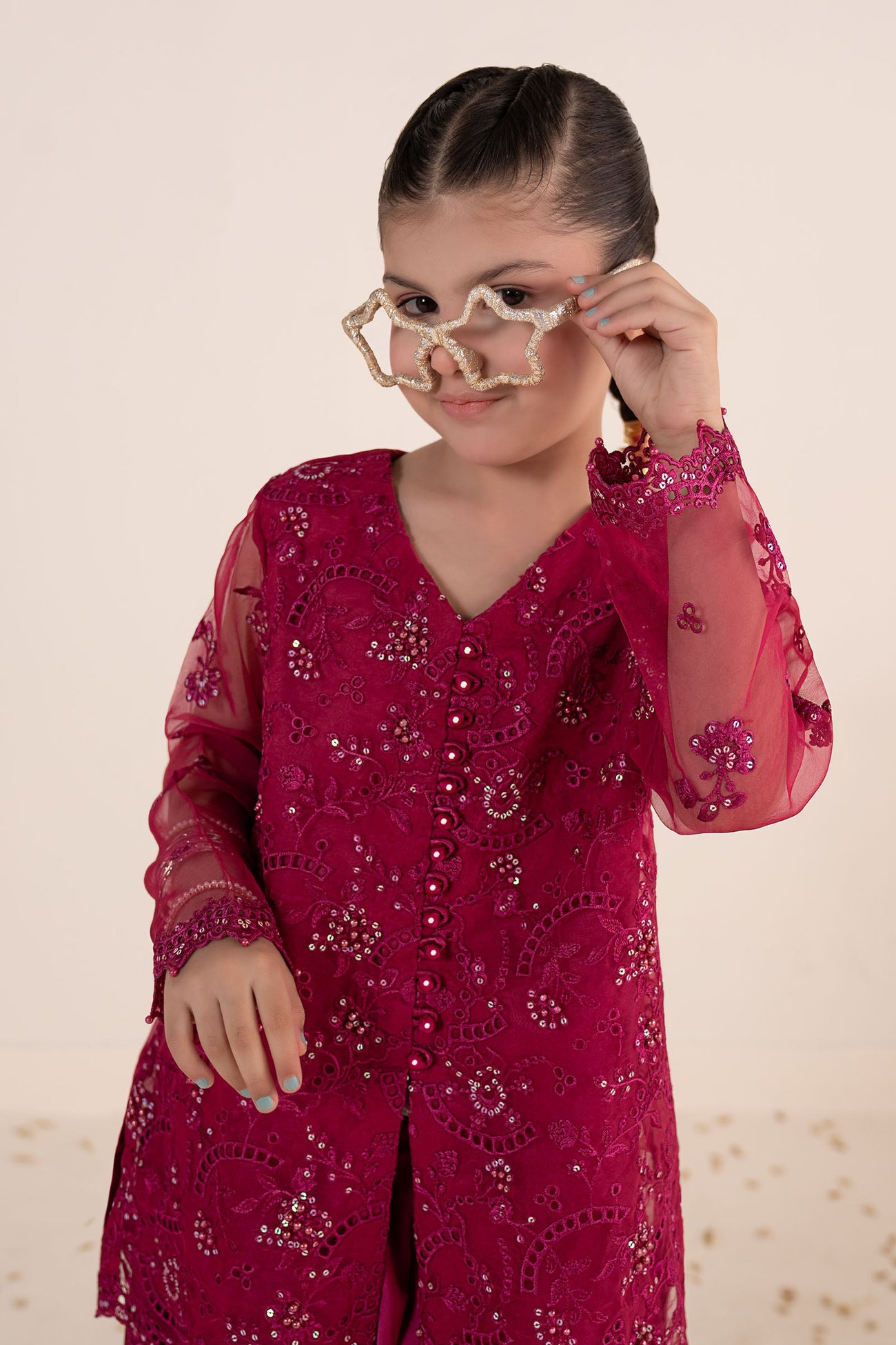 2 Piece Embroidered Organza Suit
