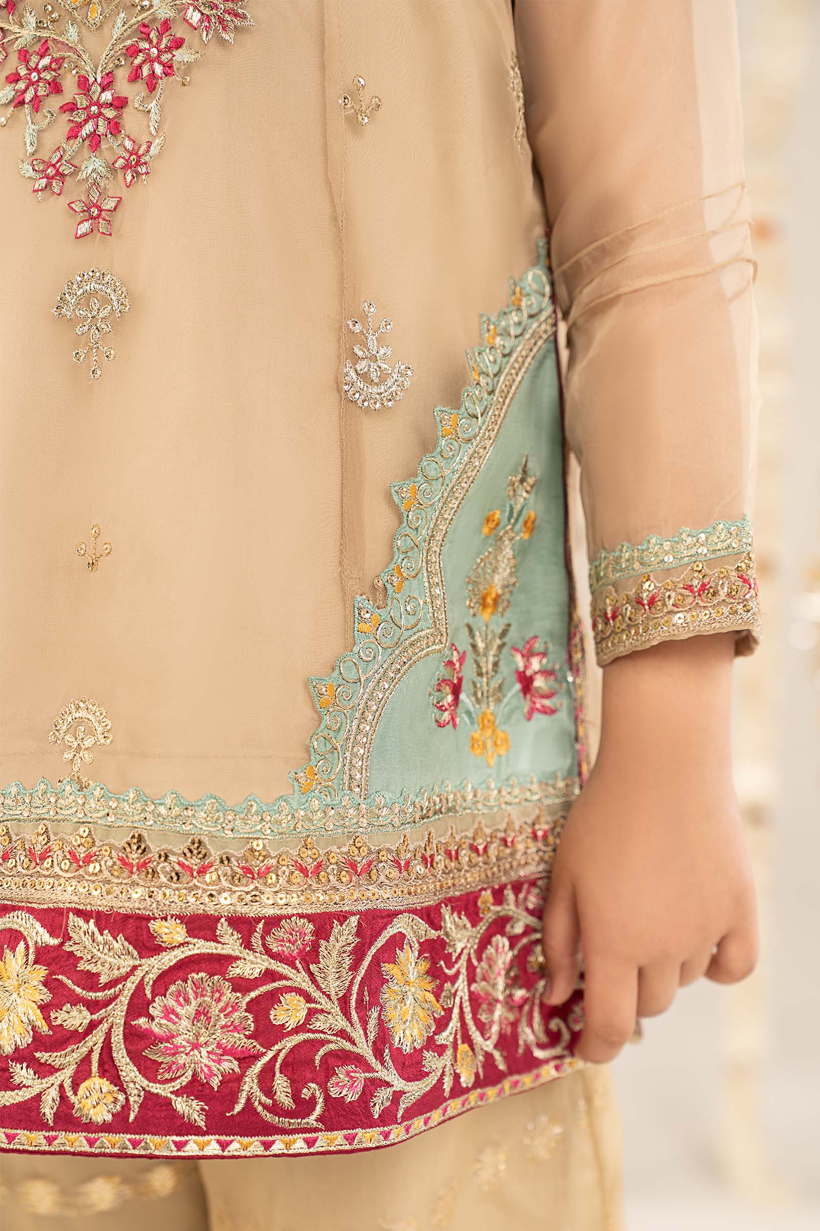 2 Piece Embroidered Organza Suit