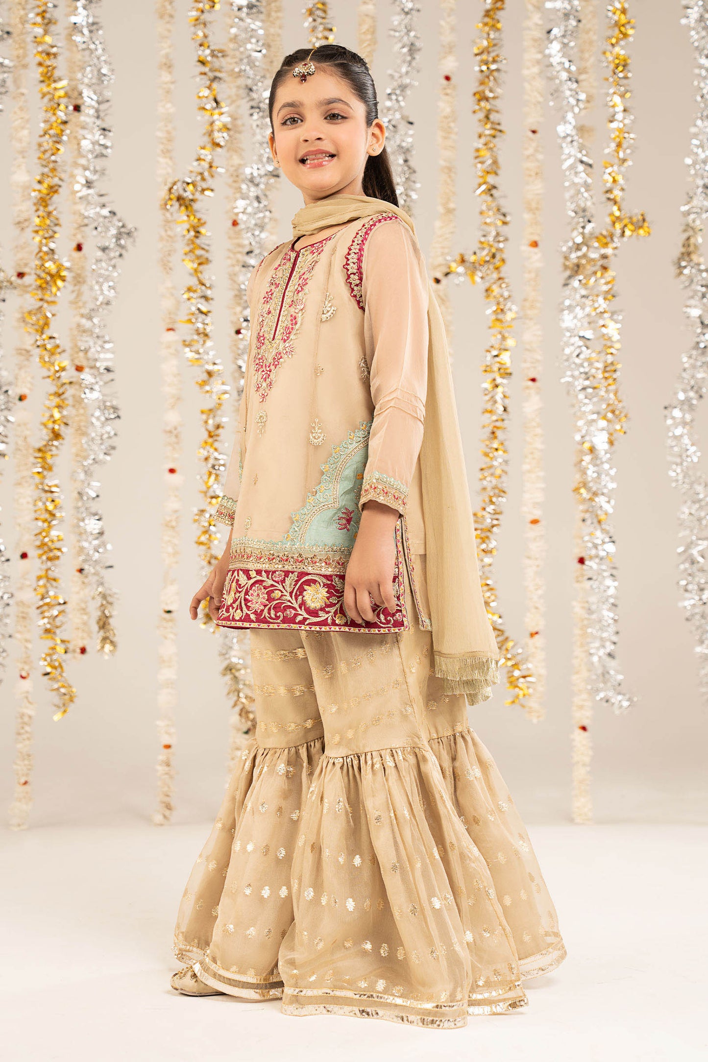2 Piece Embroidered Organza Suit