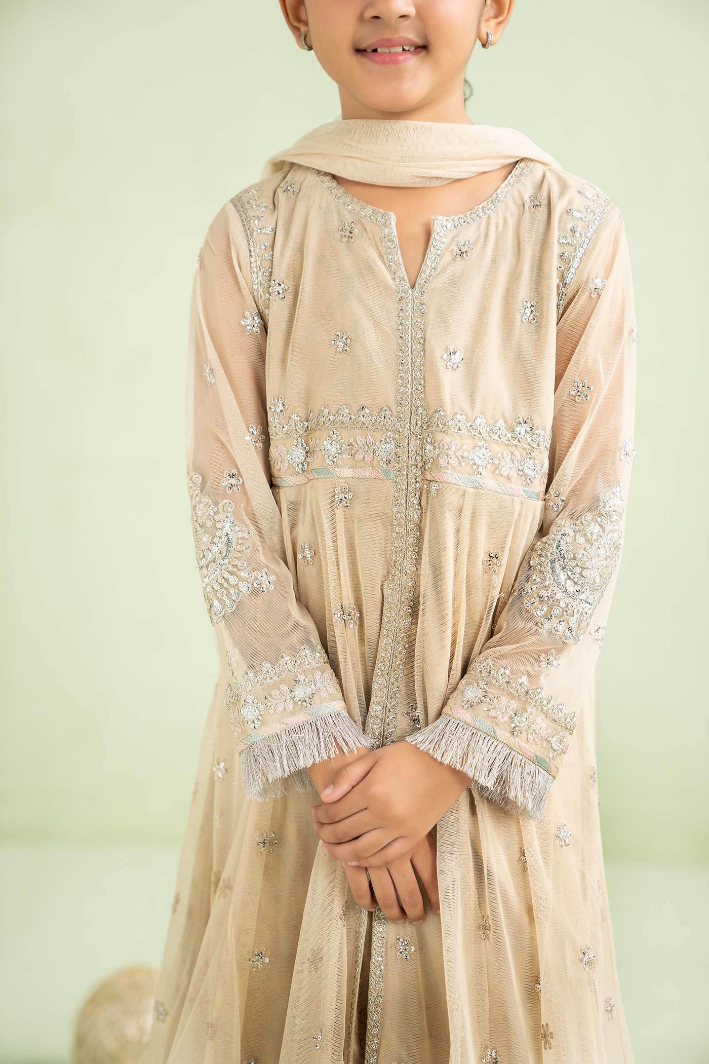 2 Piece Embroidered Net Suit