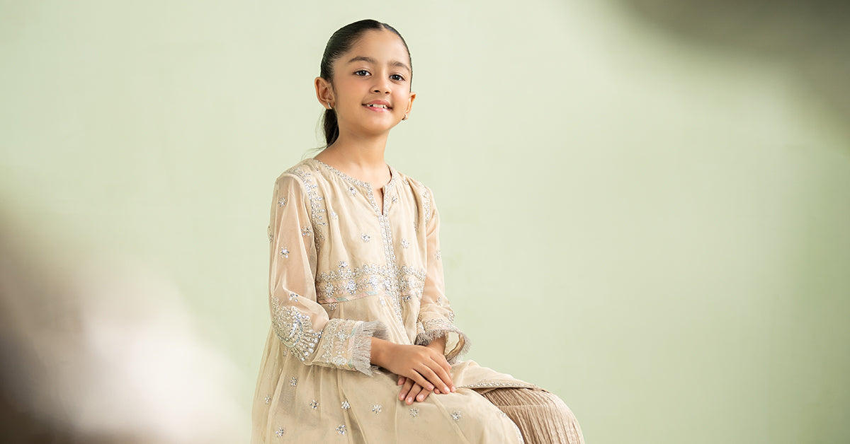 2 Piece Embroidered Net Suit