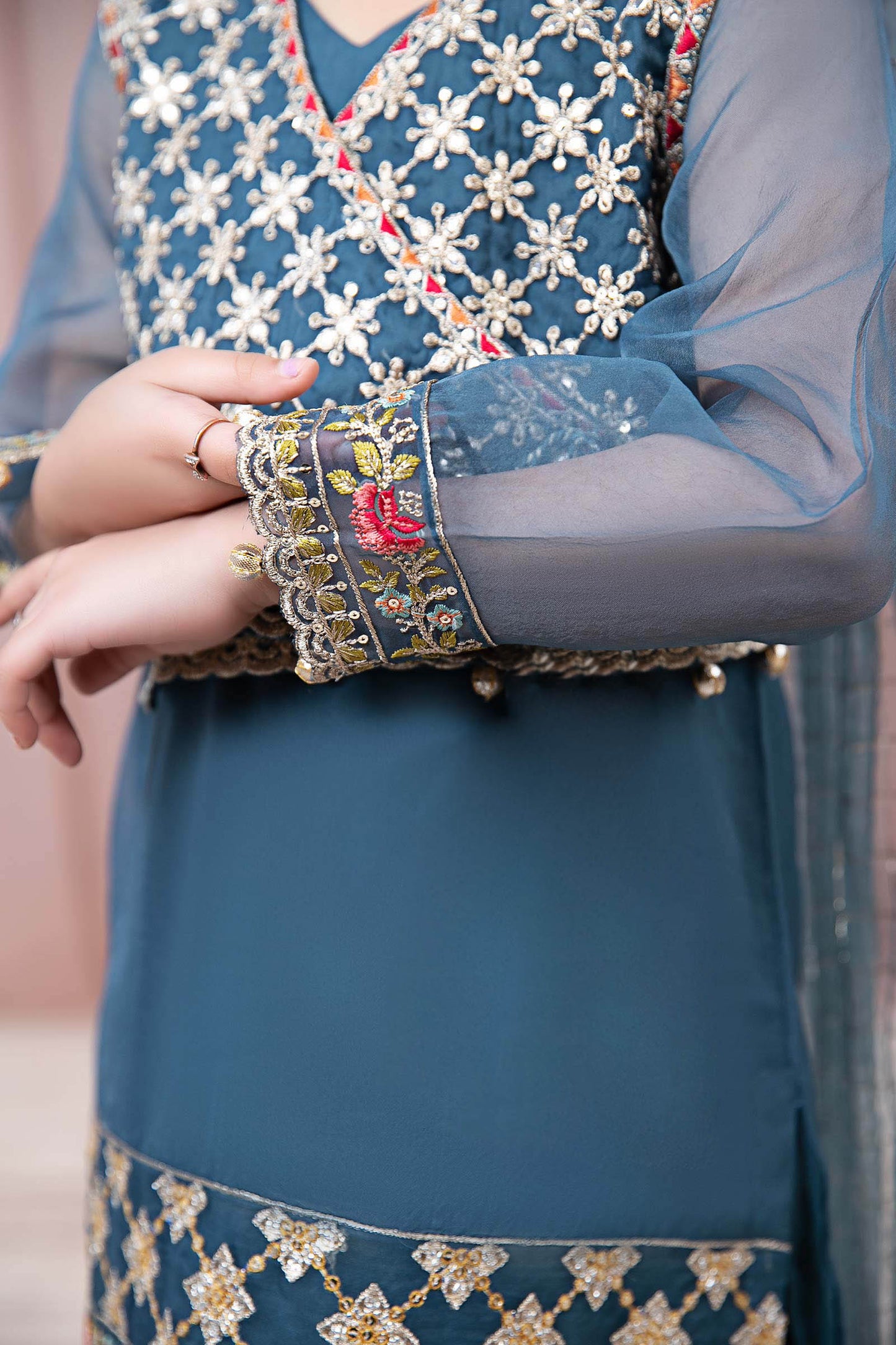 3 Piece Embroidered Organza Suit