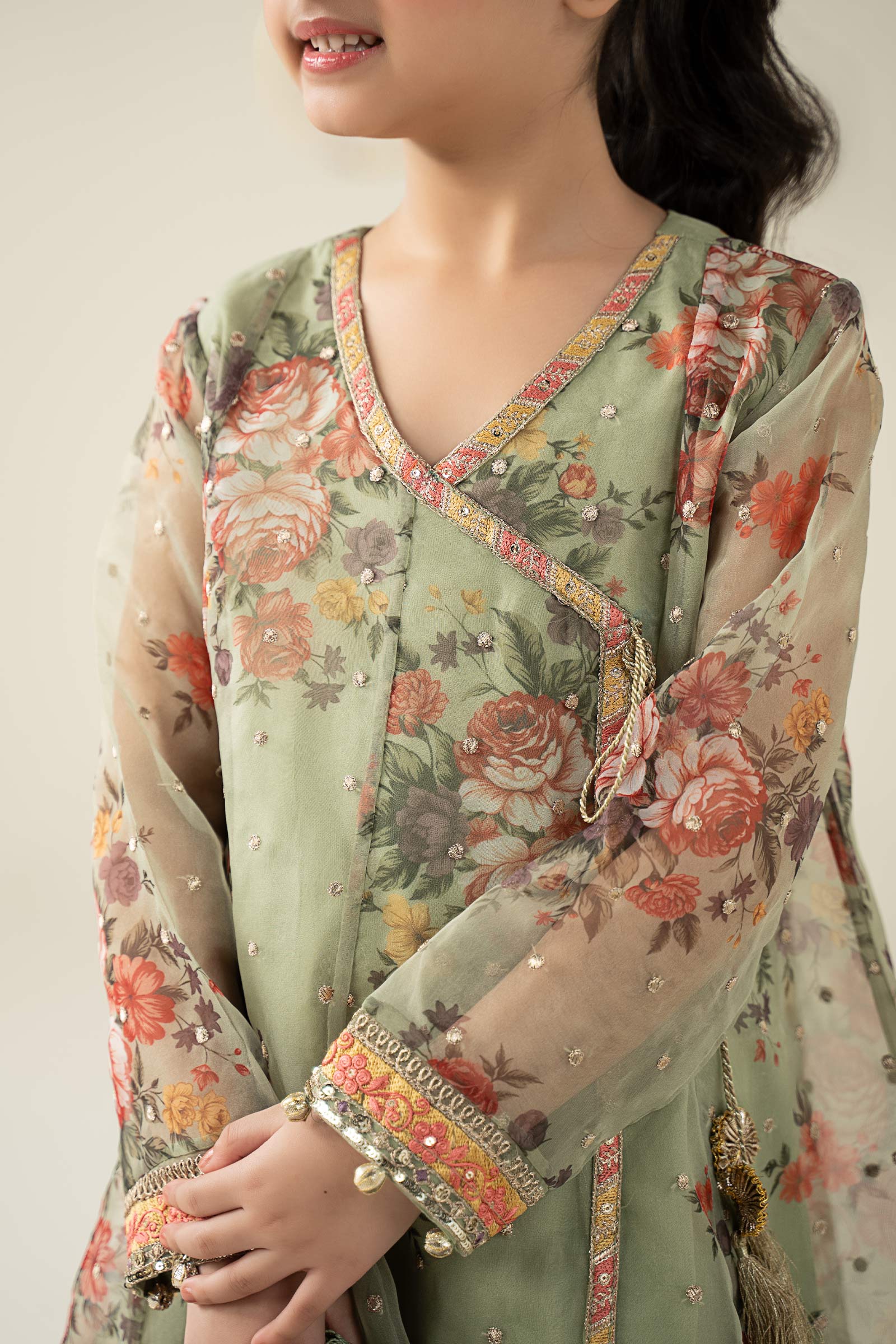 3 Piece Embroidered Organza Suit