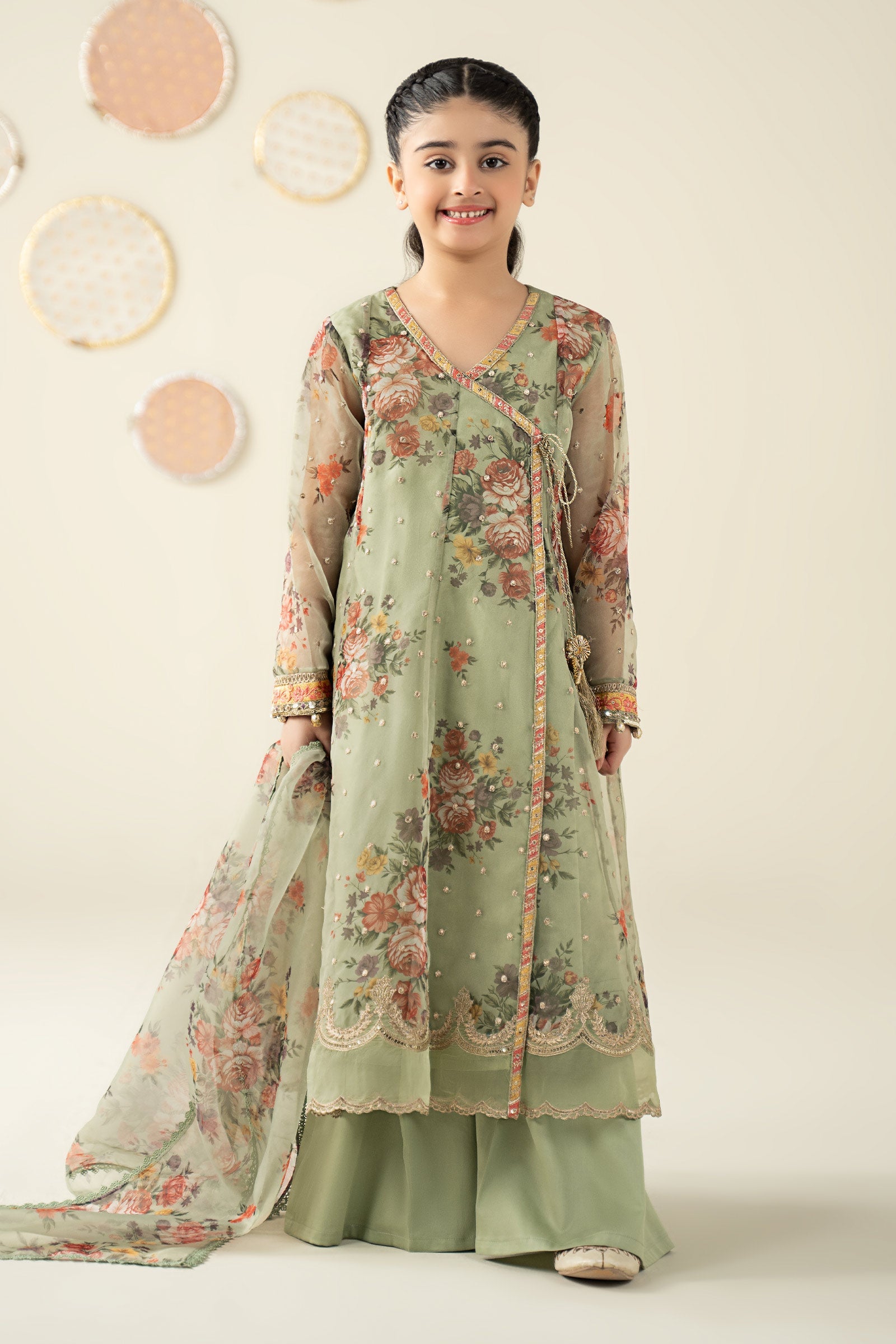3 Piece Embroidered Organza Suit