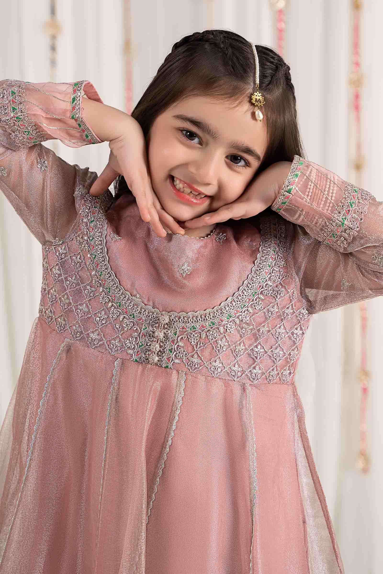 3 Piece Embroidered Zari Net Suit