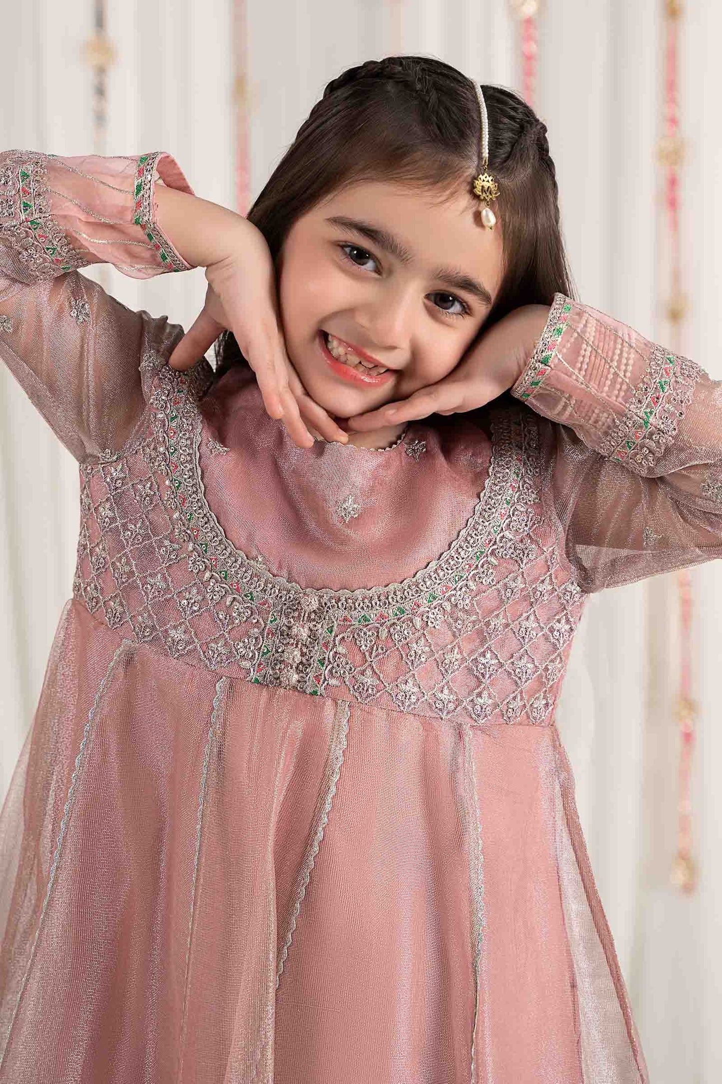 3 Piece Embroidered Zari Net Suit