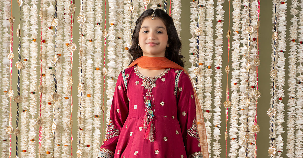 3 Piece Embroidered Raw Silk Suit