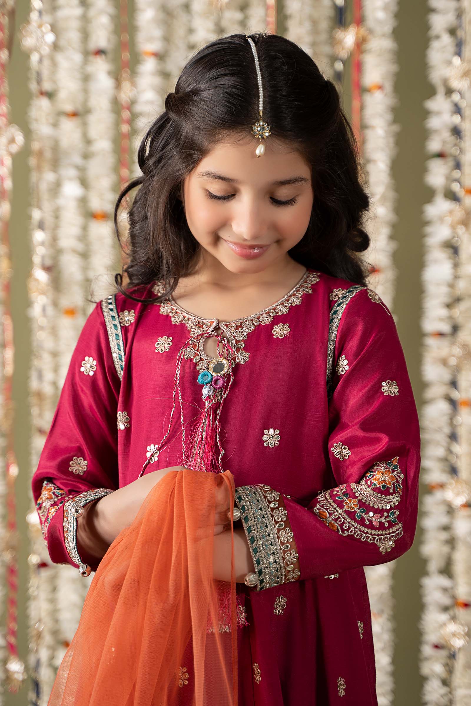 3 Piece Embroidered Raw Silk Suit