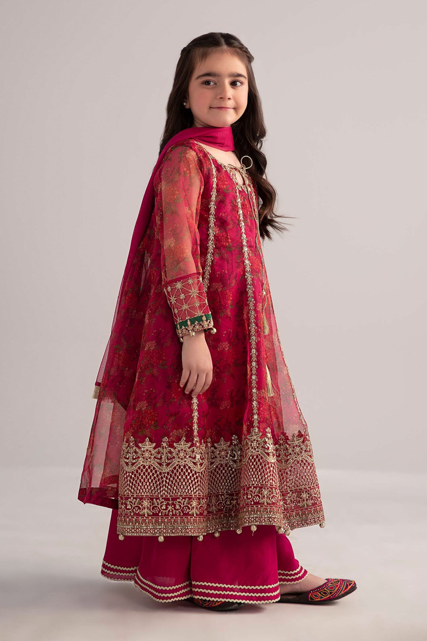 3 Piece Embroidered Poly Organza Suit