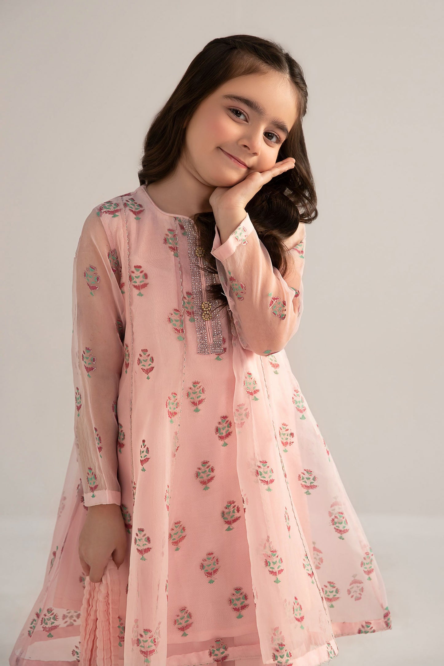 3 Piece Printed Poly Organza Suit