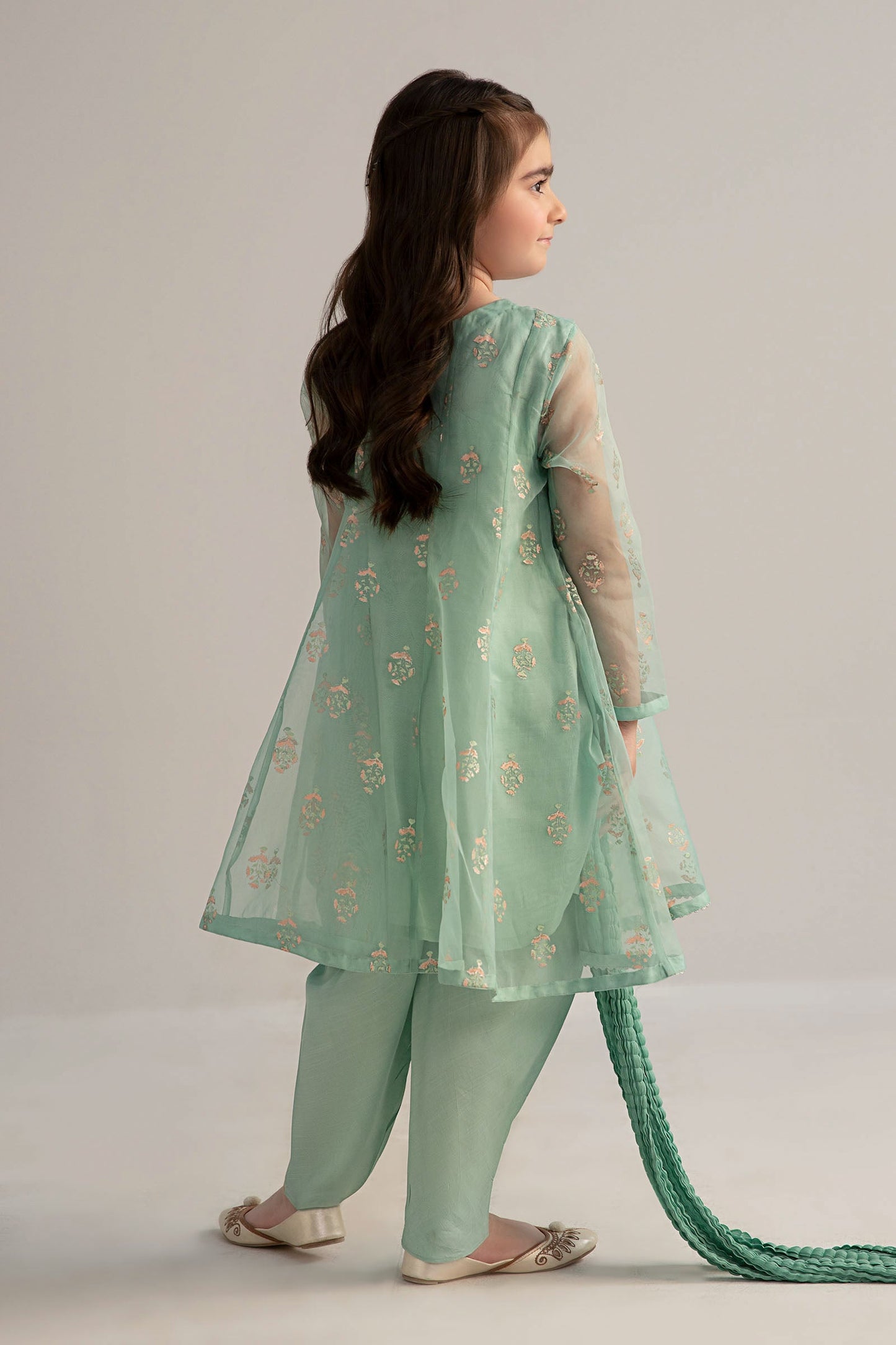 3 Piece Printed Poly Organza Suit