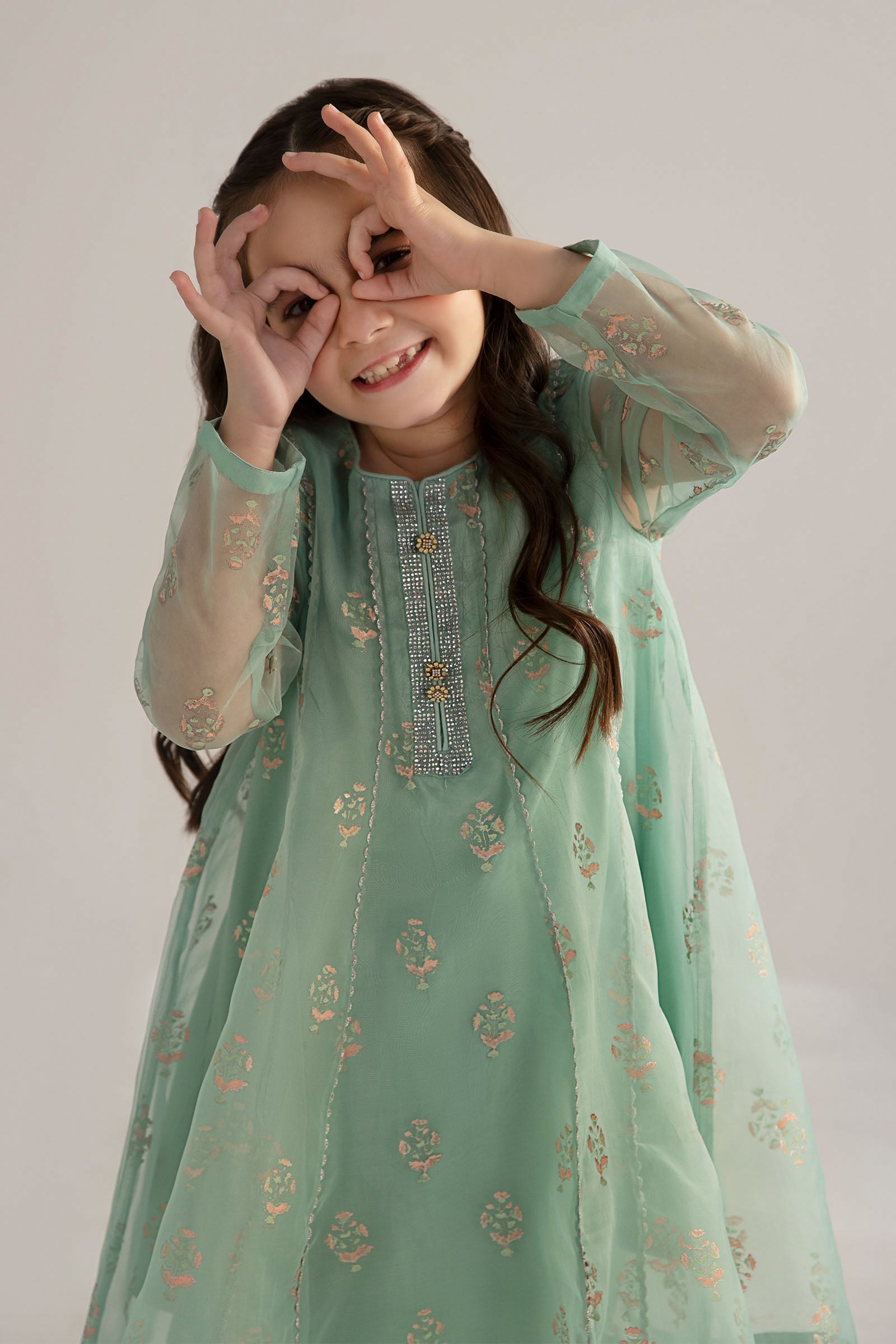 3 Piece Printed Poly Organza Suit