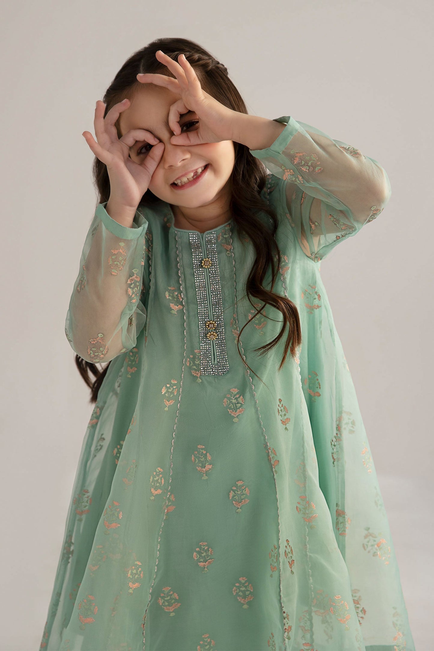 3 Piece Printed Poly Organza Suit