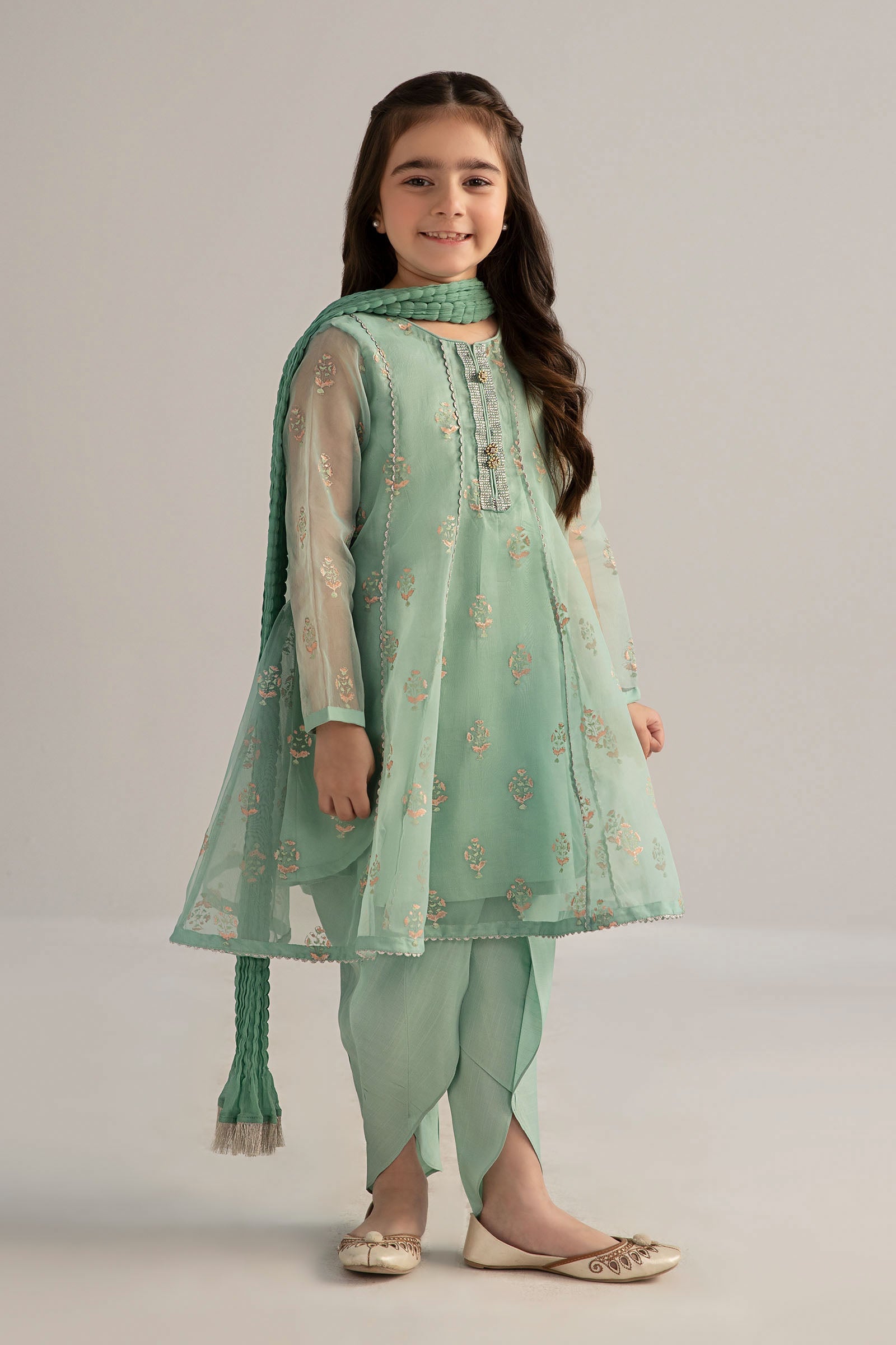 3 Piece Printed Poly Organza Suit