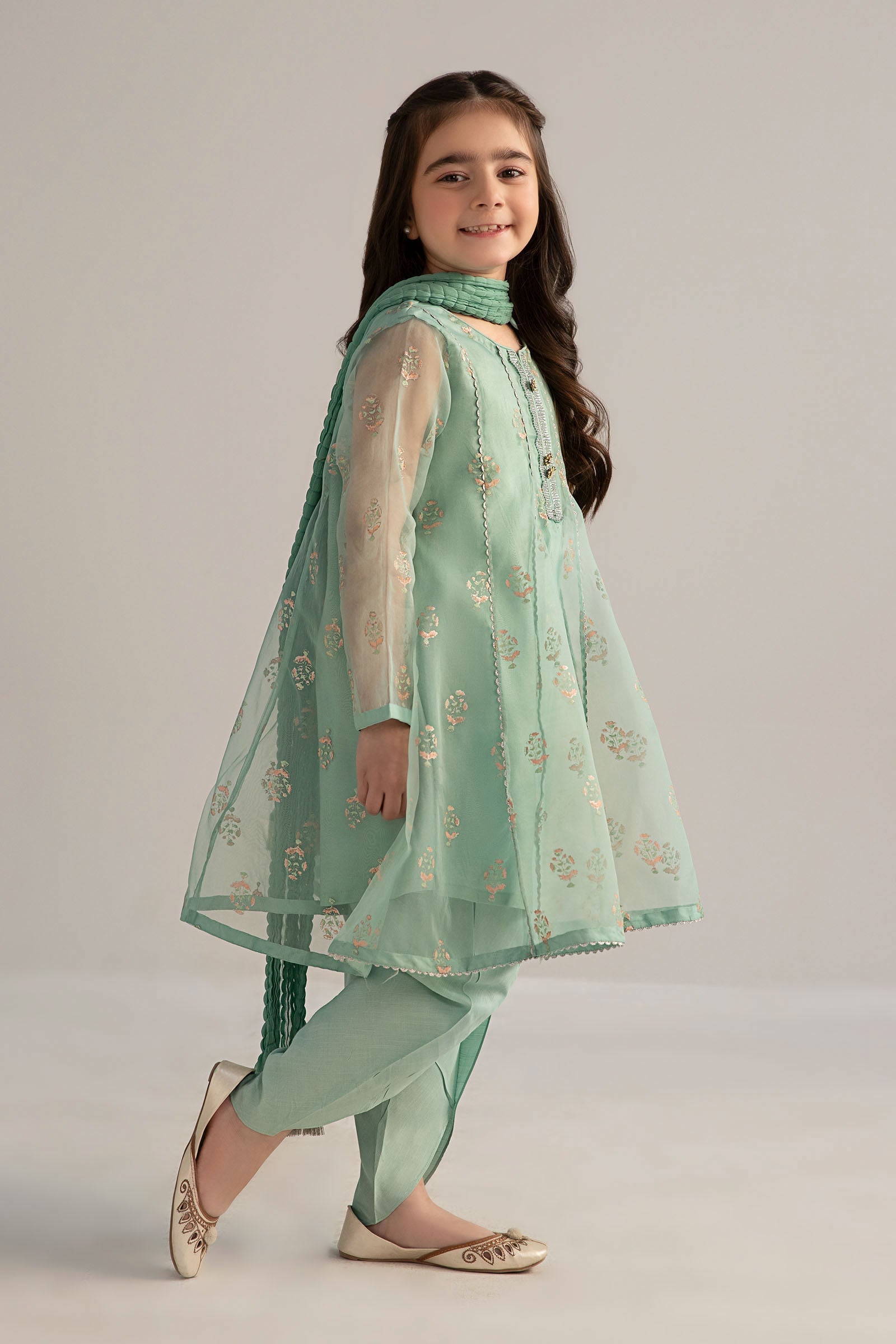 3 Piece Printed Poly Organza Suit