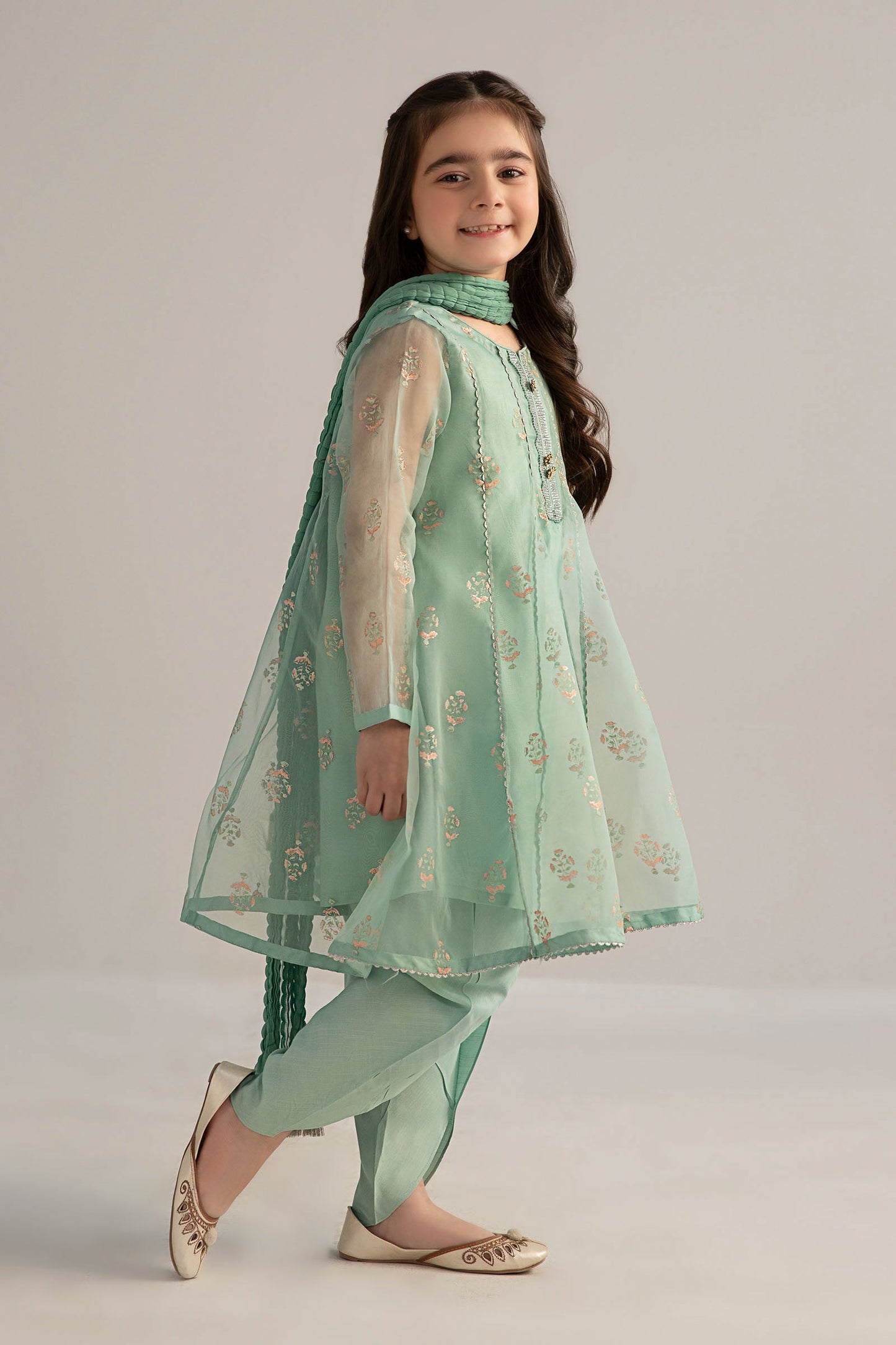 3 Piece Printed Poly Organza Suit