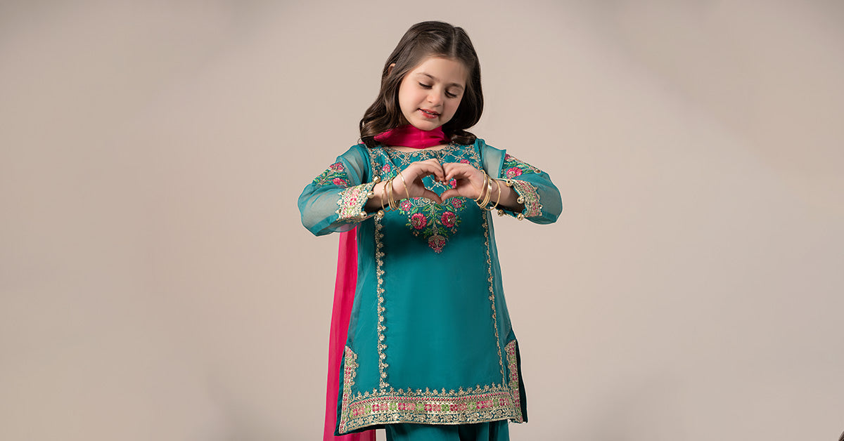 3 Piece Embroidered Organza Suit