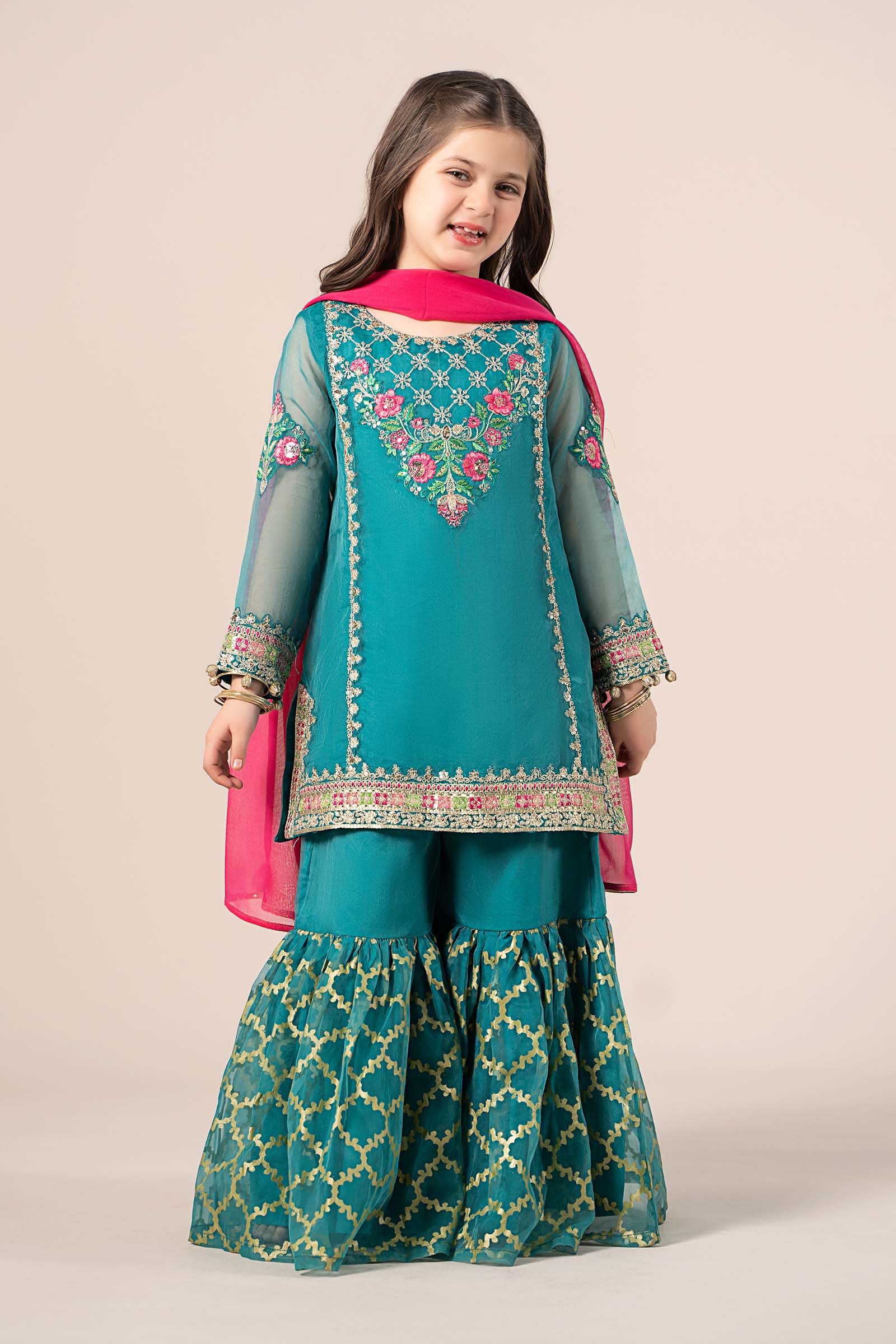 3 Piece Embroidered Organza Suit