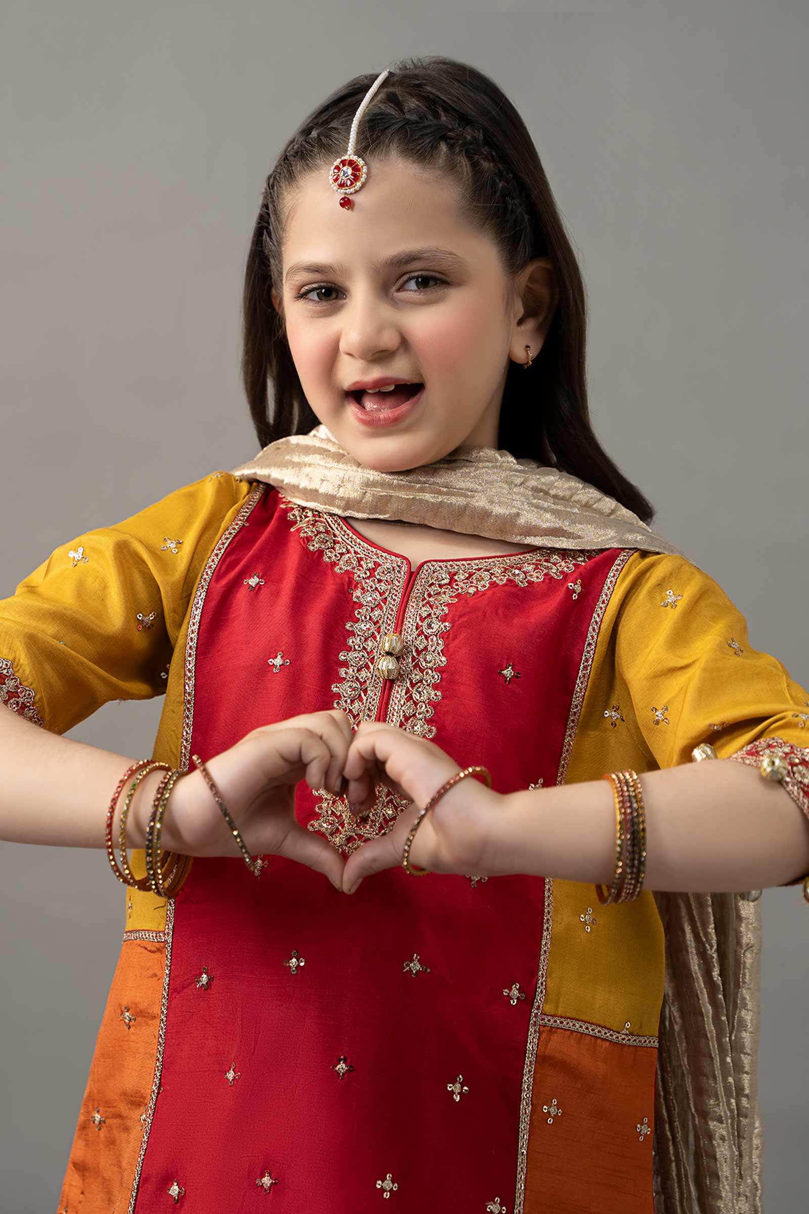 3 Piece Embroidered Raw Silk Suit