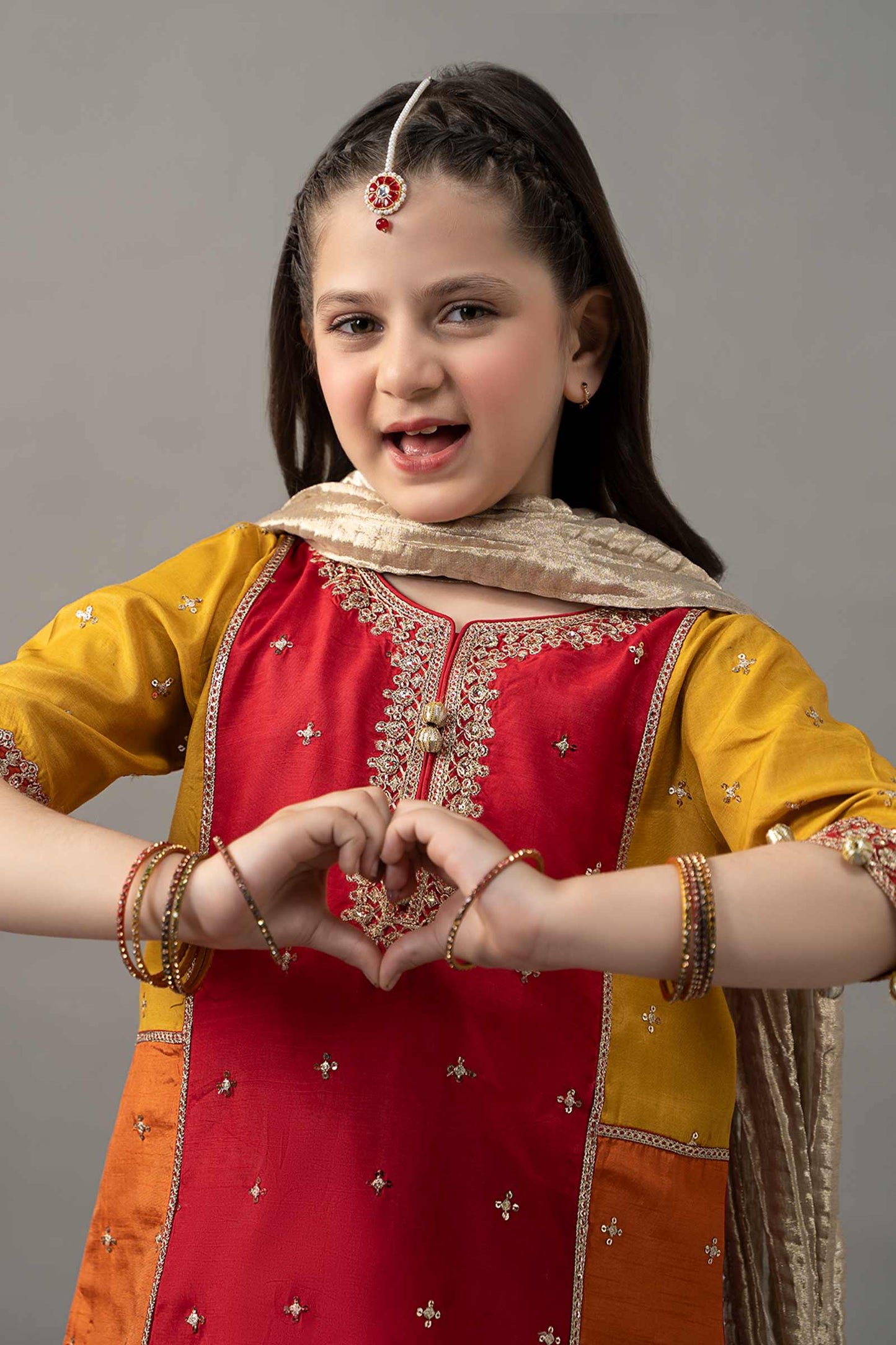 3 Piece Embroidered Raw Silk Suit