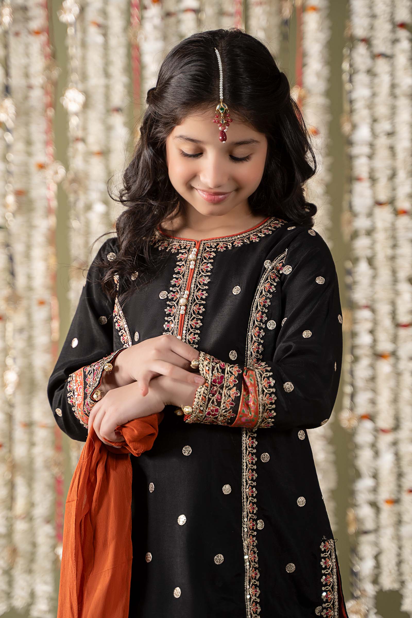 3 Piece Embroidered Raw Silk Suit