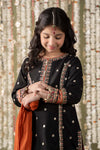3 Piece Embroidered Raw Silk Suit