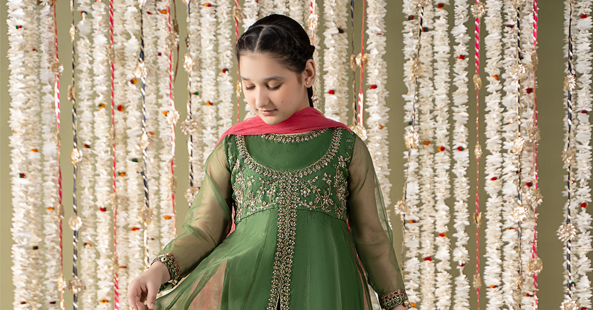 3 Piece Embroidered Organza Suit